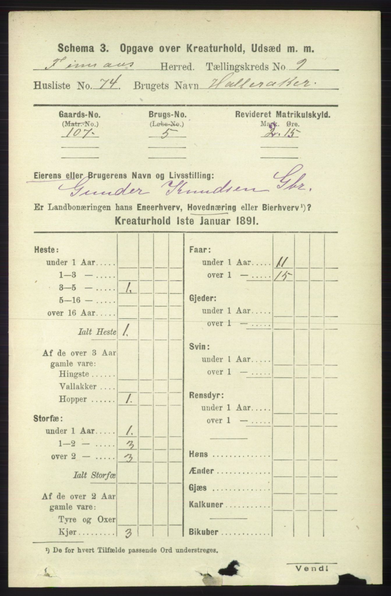 RA, 1891 census for 1218 Finnås, 1891, p. 7181