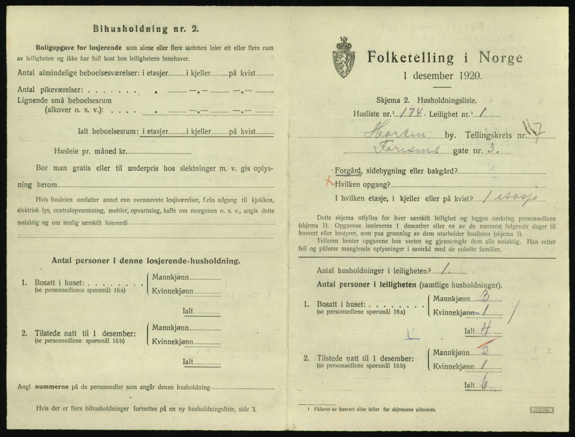 SAKO, 1920 census for Horten, 1920, p. 7847