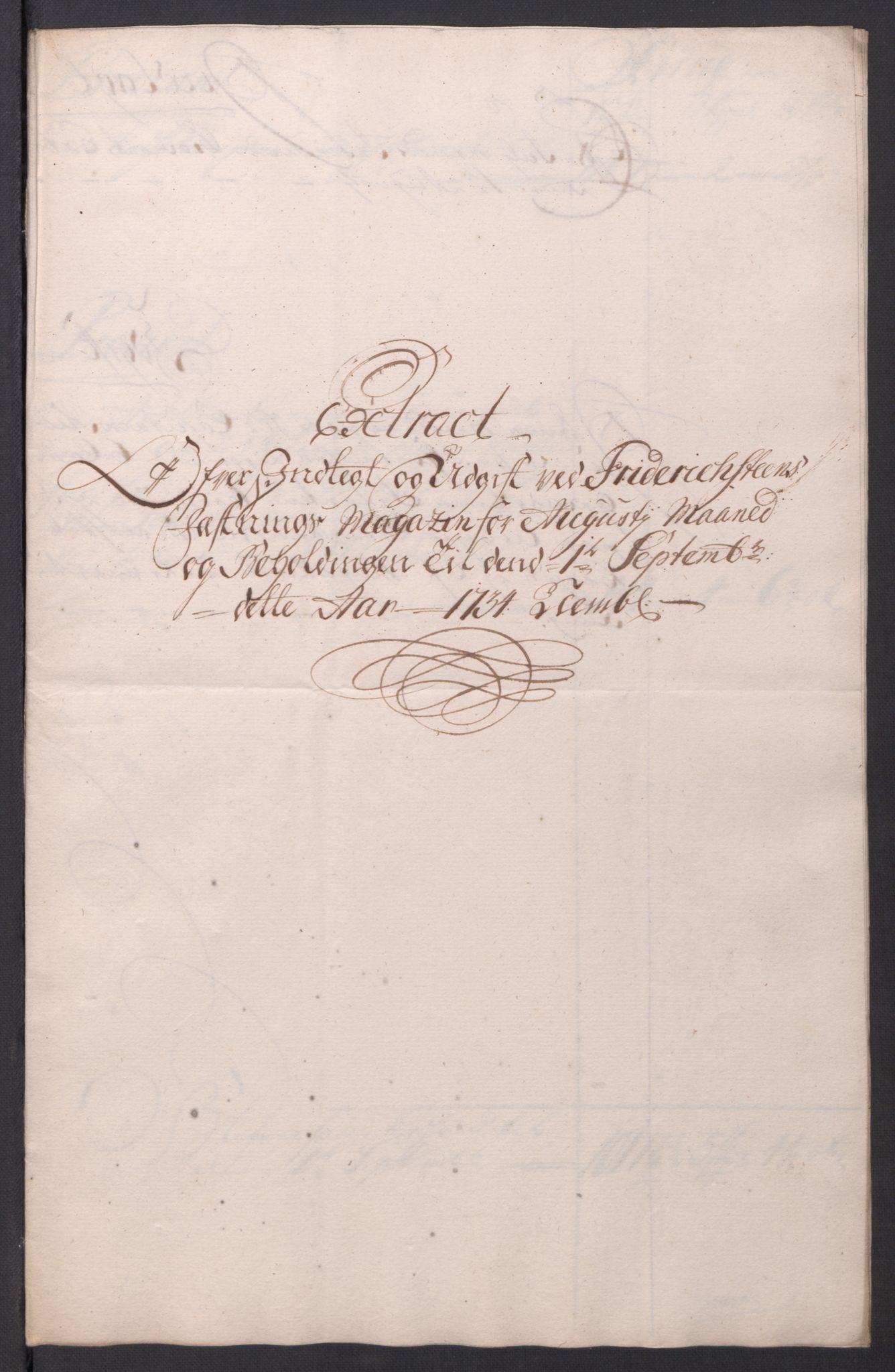 Kommanderende general (KG I) med Det norske krigsdirektorium, AV/RA-EA-5419/D/L0154: Fredriksten festning: Brev, inventarfortegnelser og regnskapsekstrakter, 1730-1739, p. 249