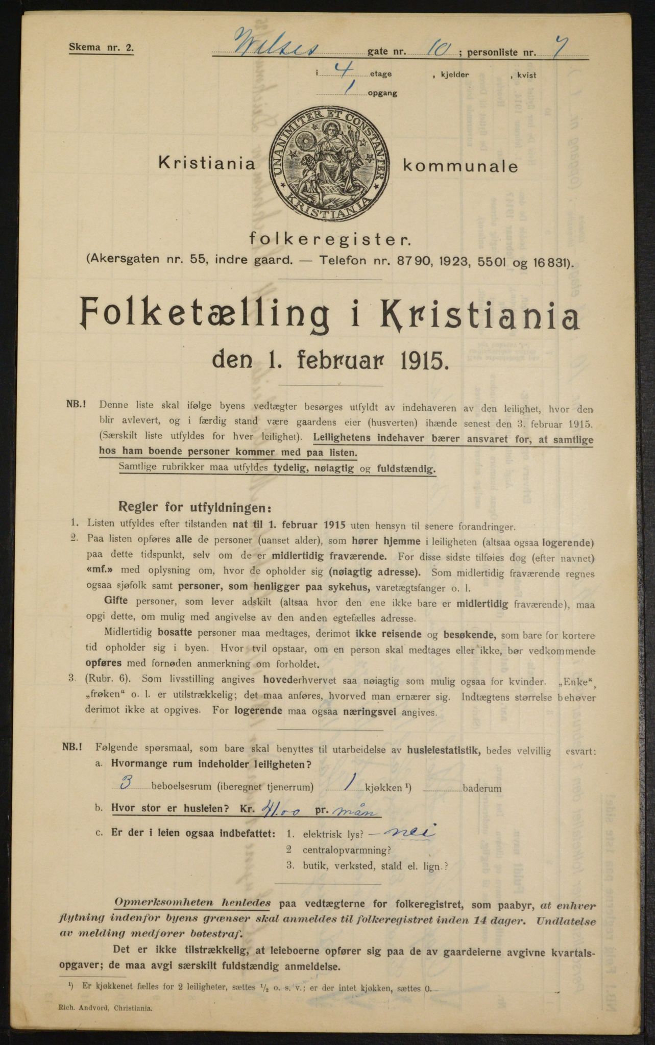 OBA, Municipal Census 1915 for Kristiania, 1915, p. 129064