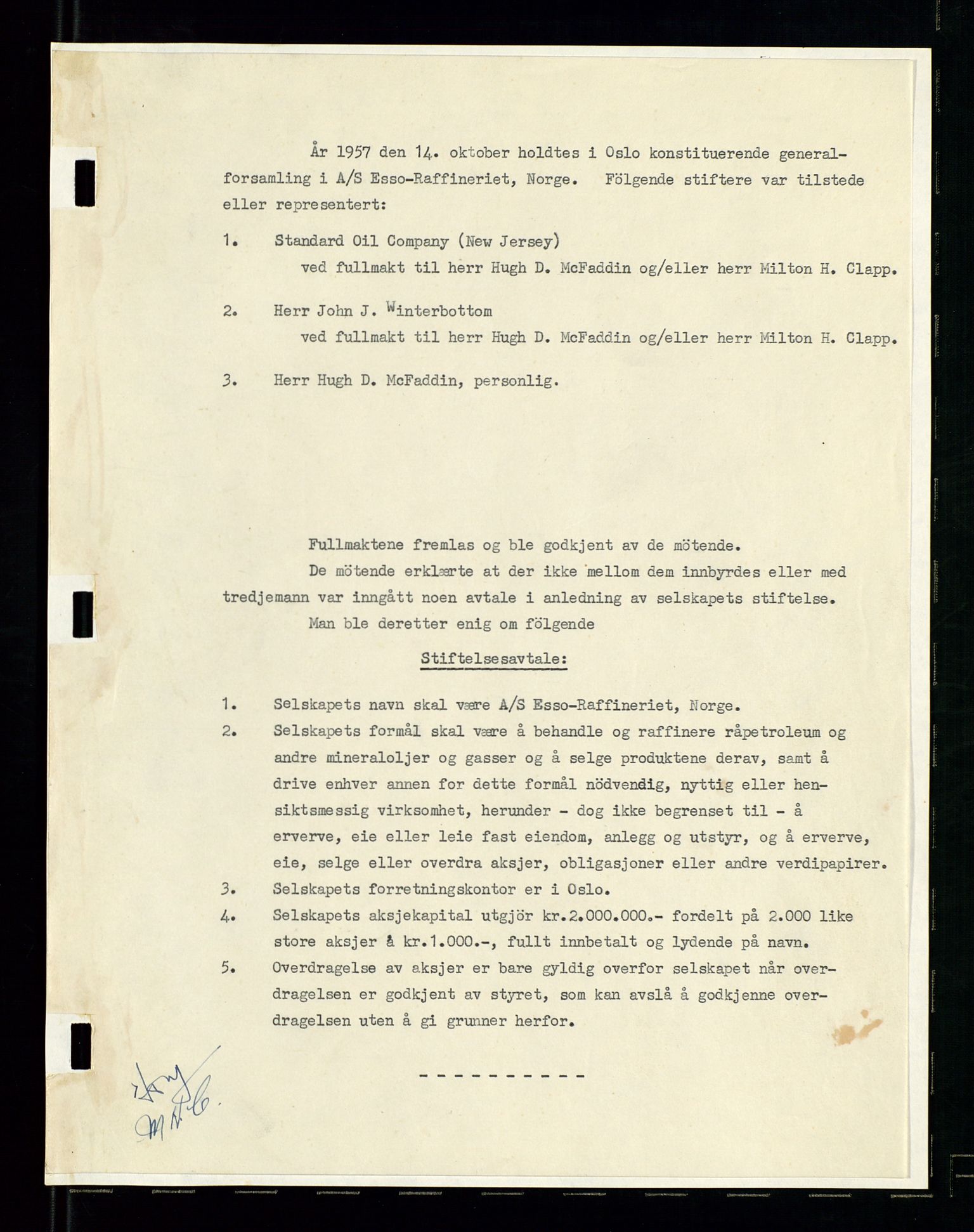 PA 1537 - A/S Essoraffineriet Norge, AV/SAST-A-101957/A/Aa/L0001/0002: Styremøter / Shareholder meetings, board meetings, by laws (vedtekter), 1957-1960, p. 81