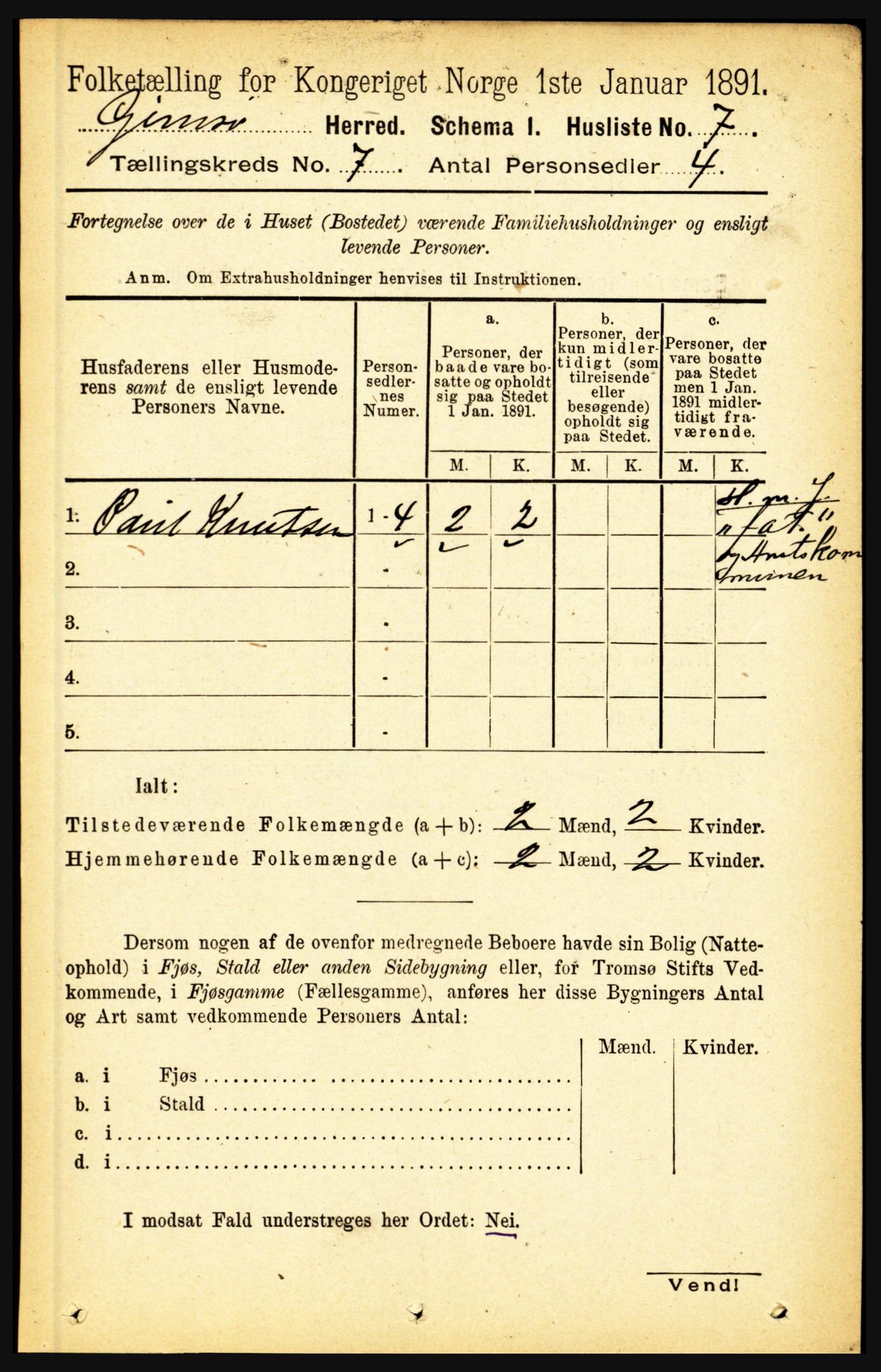 RA, 1891 census for 1864 Gimsøy, 1891, p. 1177