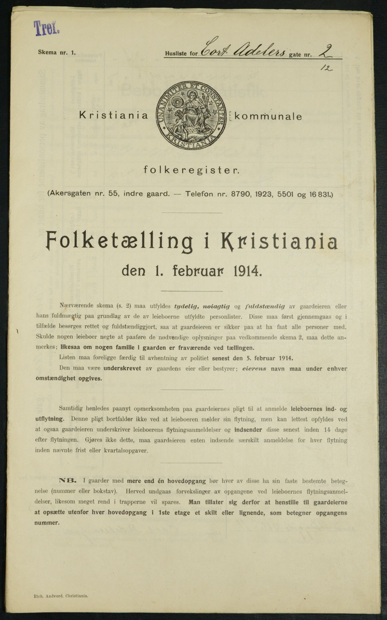OBA, Municipal Census 1914 for Kristiania, 1914, p. 13756