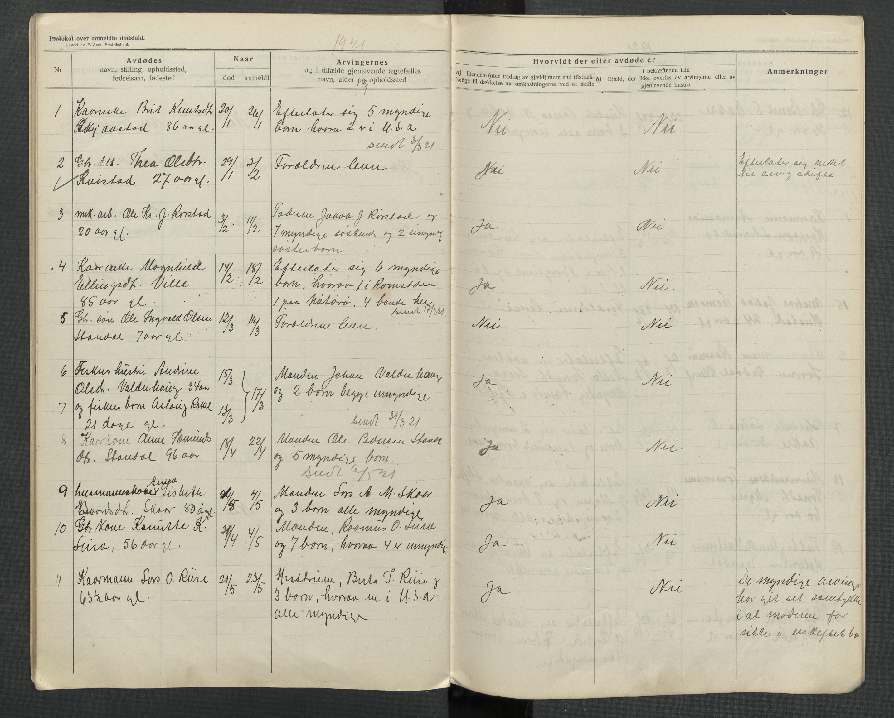 Hjørundfjord lensmannskontor, AV/SAT-A-5879/1/2/L0005: 2.2.02 - Dødsfallsprotokoll, 1913-1923