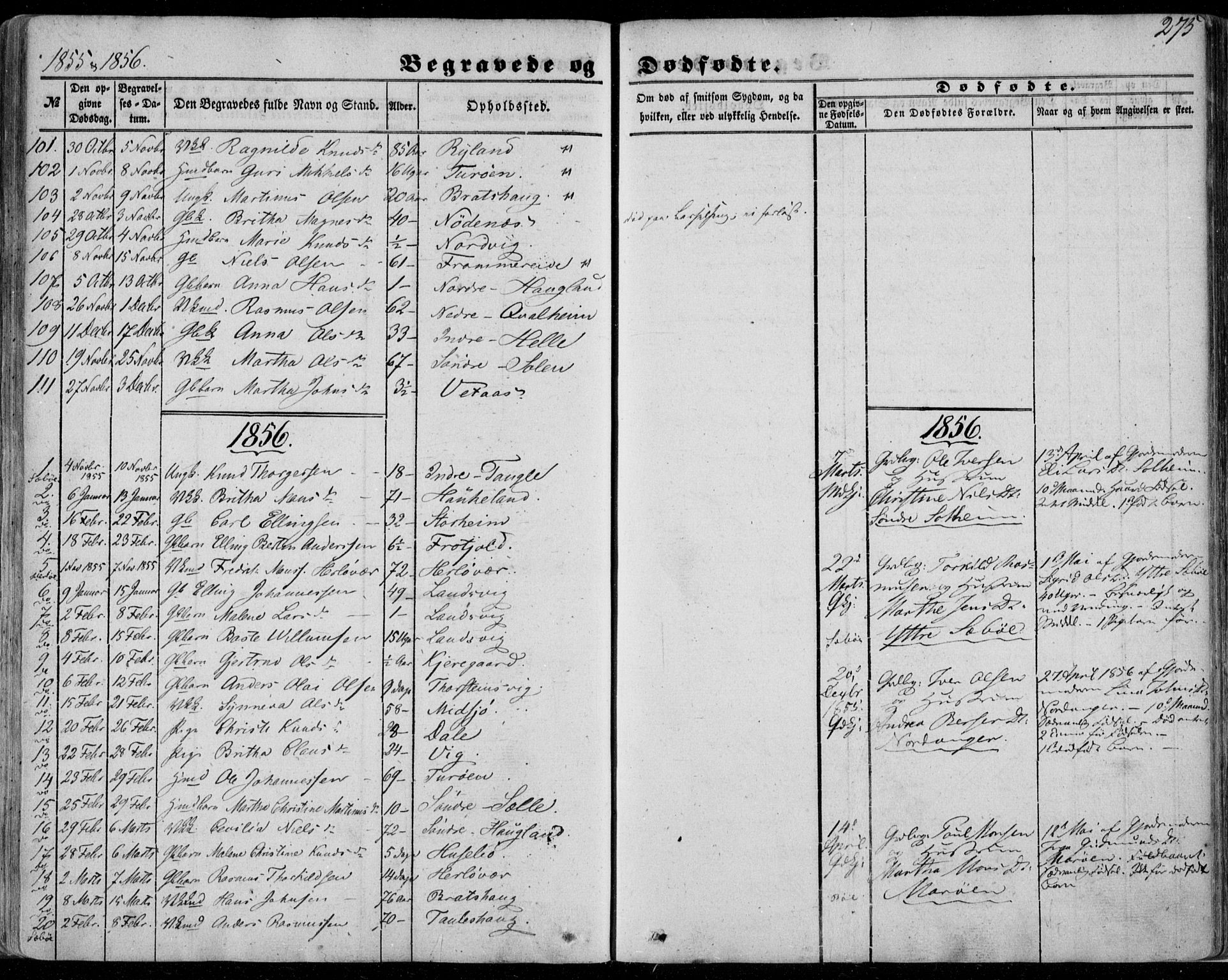 Manger sokneprestembete, SAB/A-76801/H/Haa: Parish register (official) no. A 6, 1849-1859, p. 275