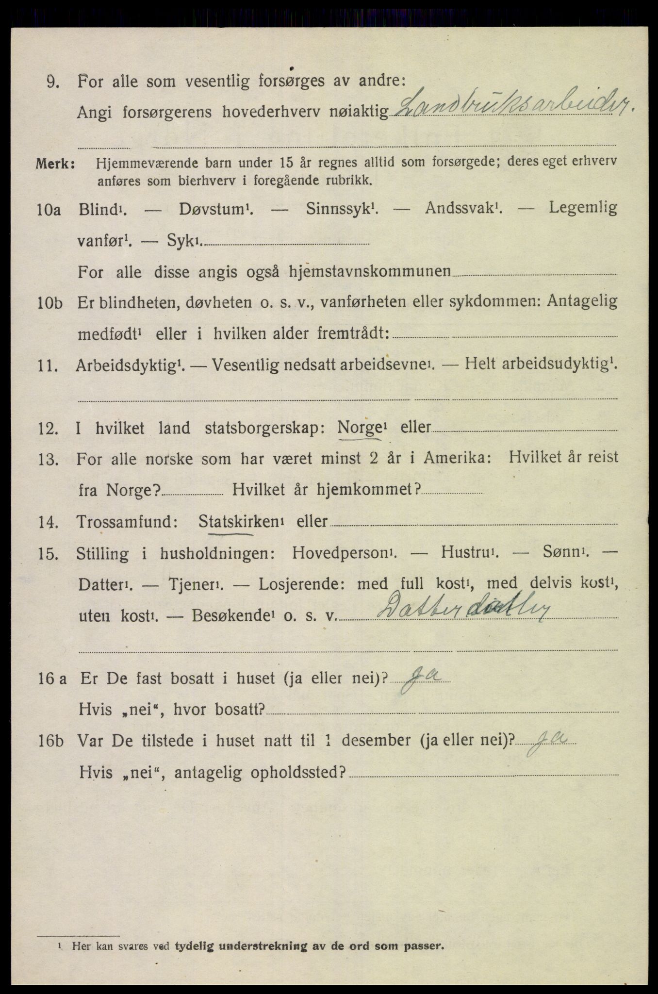 SAK, 1920 census for Holum, 1920, p. 3096