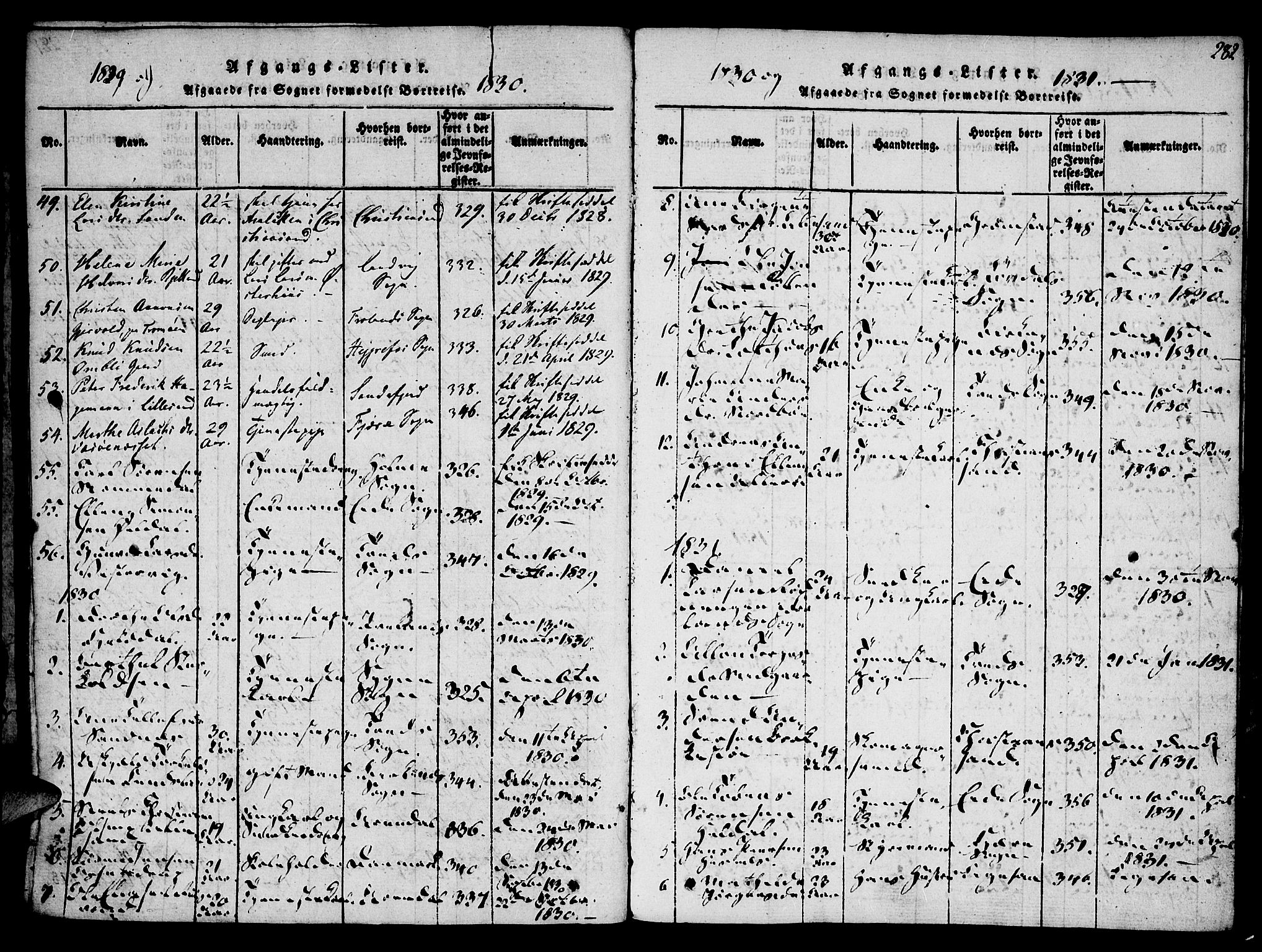 Vestre Moland sokneprestkontor, AV/SAK-1111-0046/F/Fa/Fab/L0003: Parish register (official) no. A 3, 1816-1843, p. 282