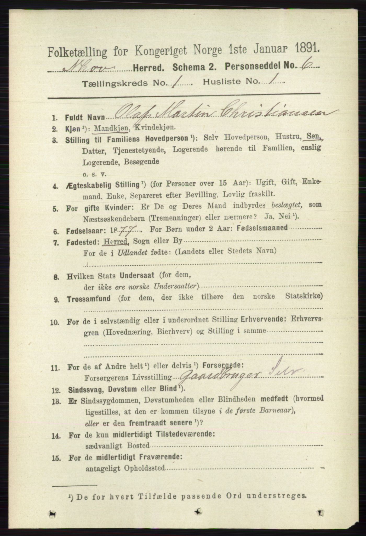 RA, 1891 census for 0613 Norderhov, 1891, p. 126