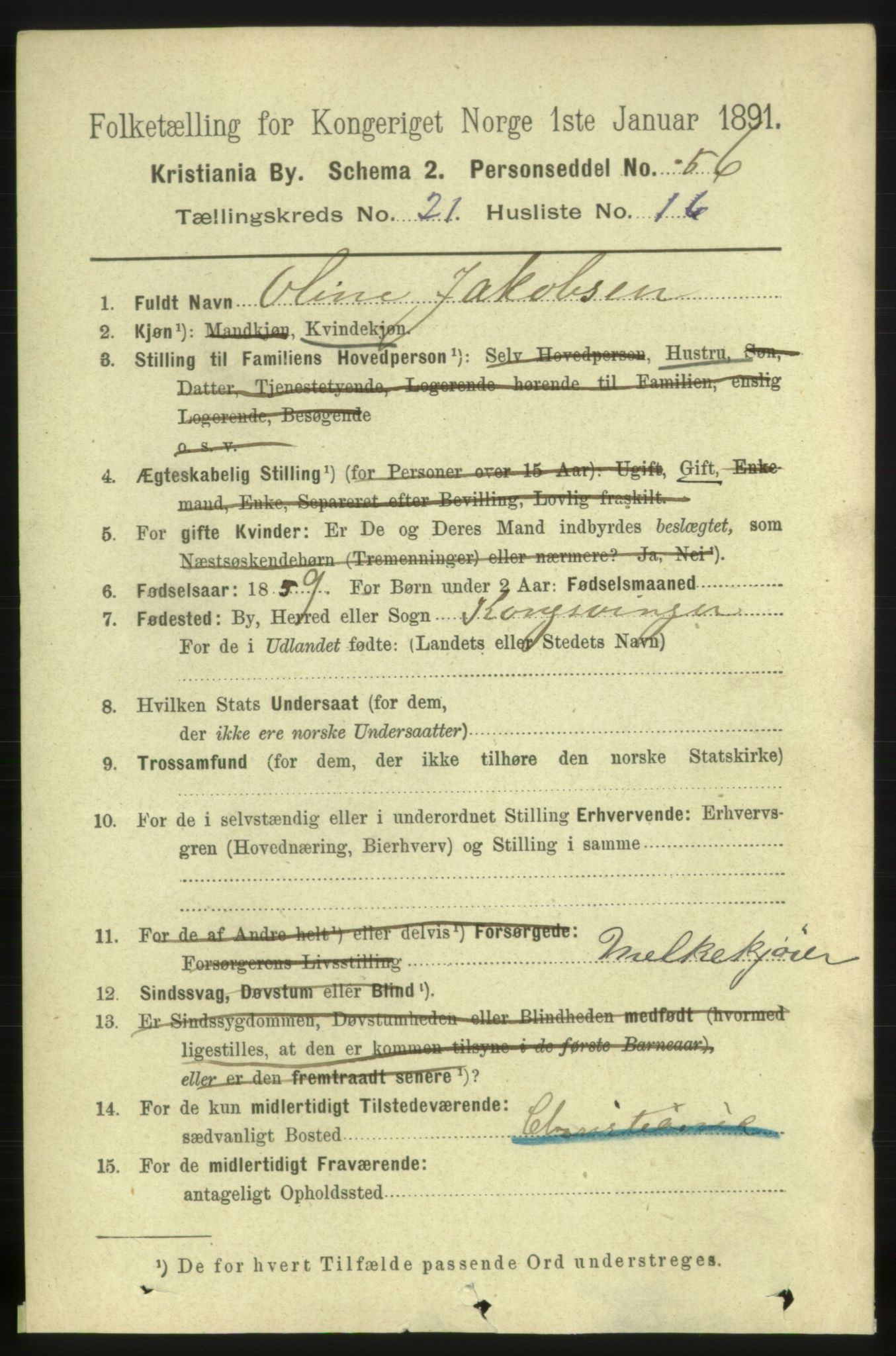 RA, 1891 census for 0301 Kristiania, 1891, p. 10836