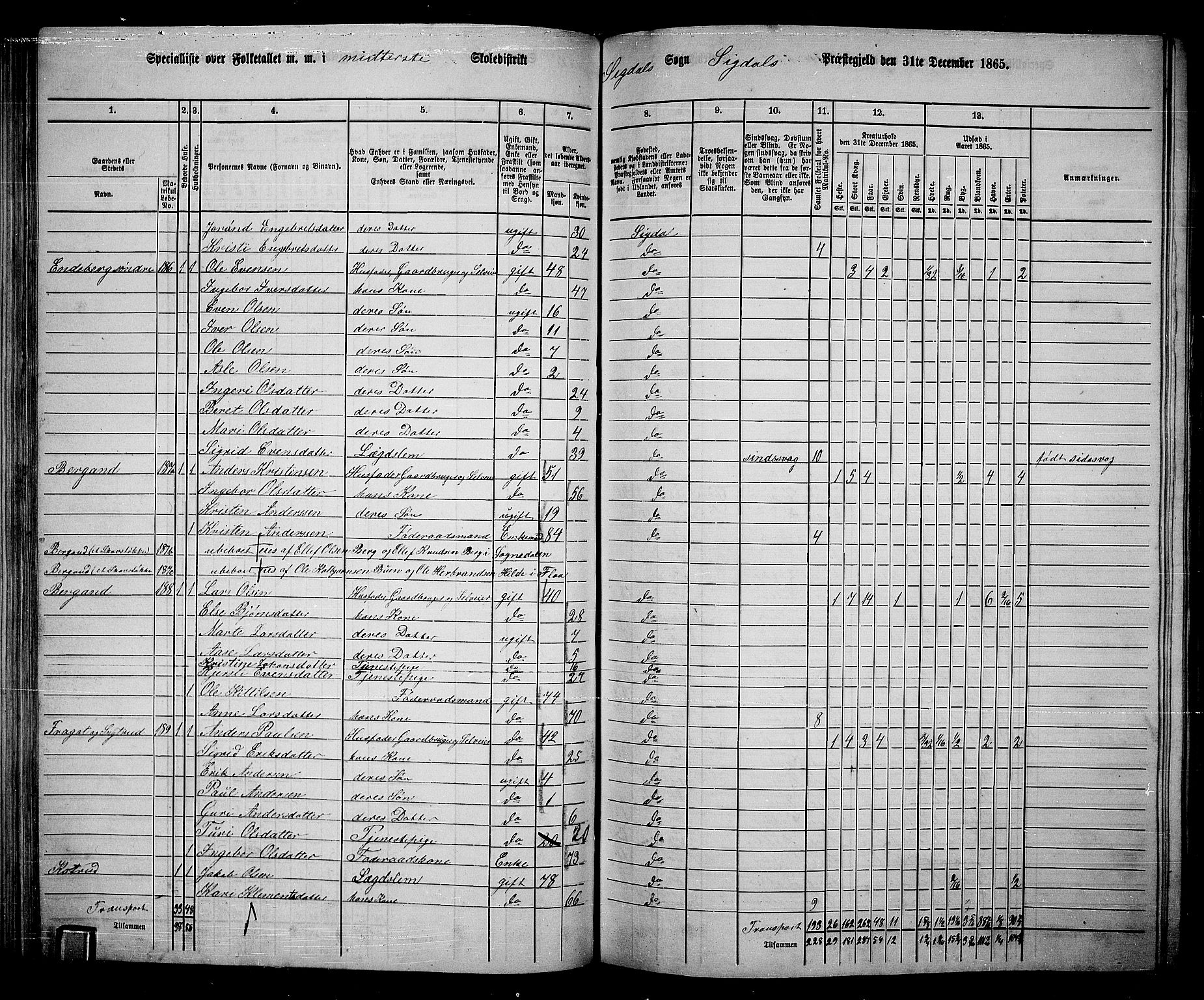 RA, 1865 census for Sigdal, 1865, p. 111