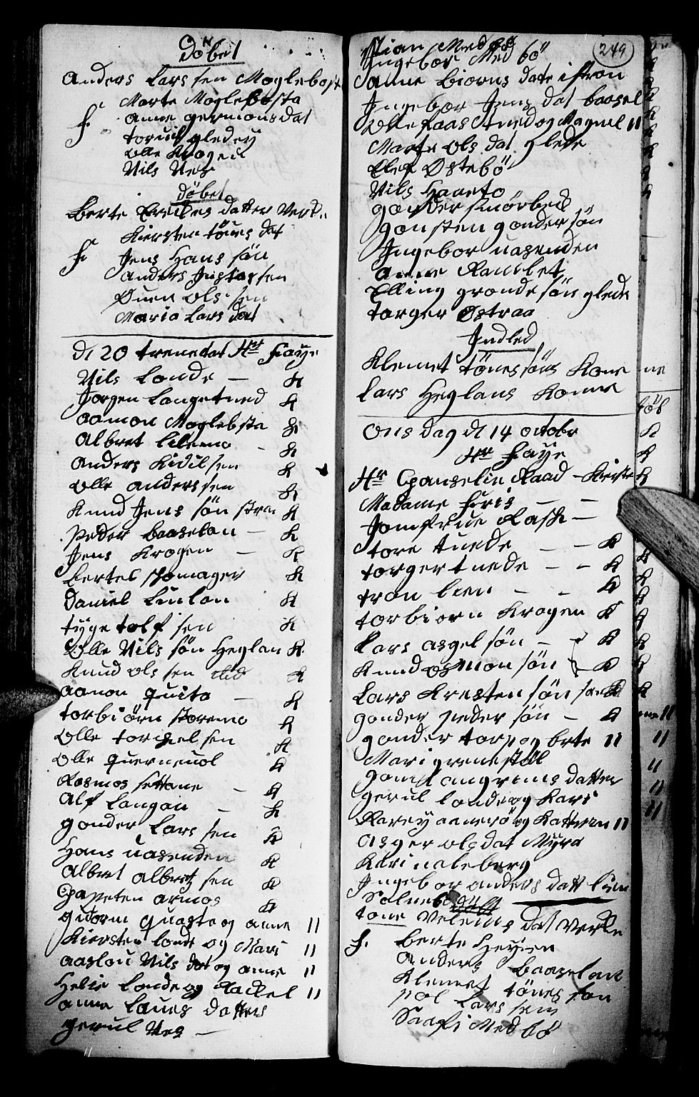 Holt sokneprestkontor, AV/SAK-1111-0021/F/Fb/L0004: Parish register (copy) no. B 4, 1730-1746, p. 249