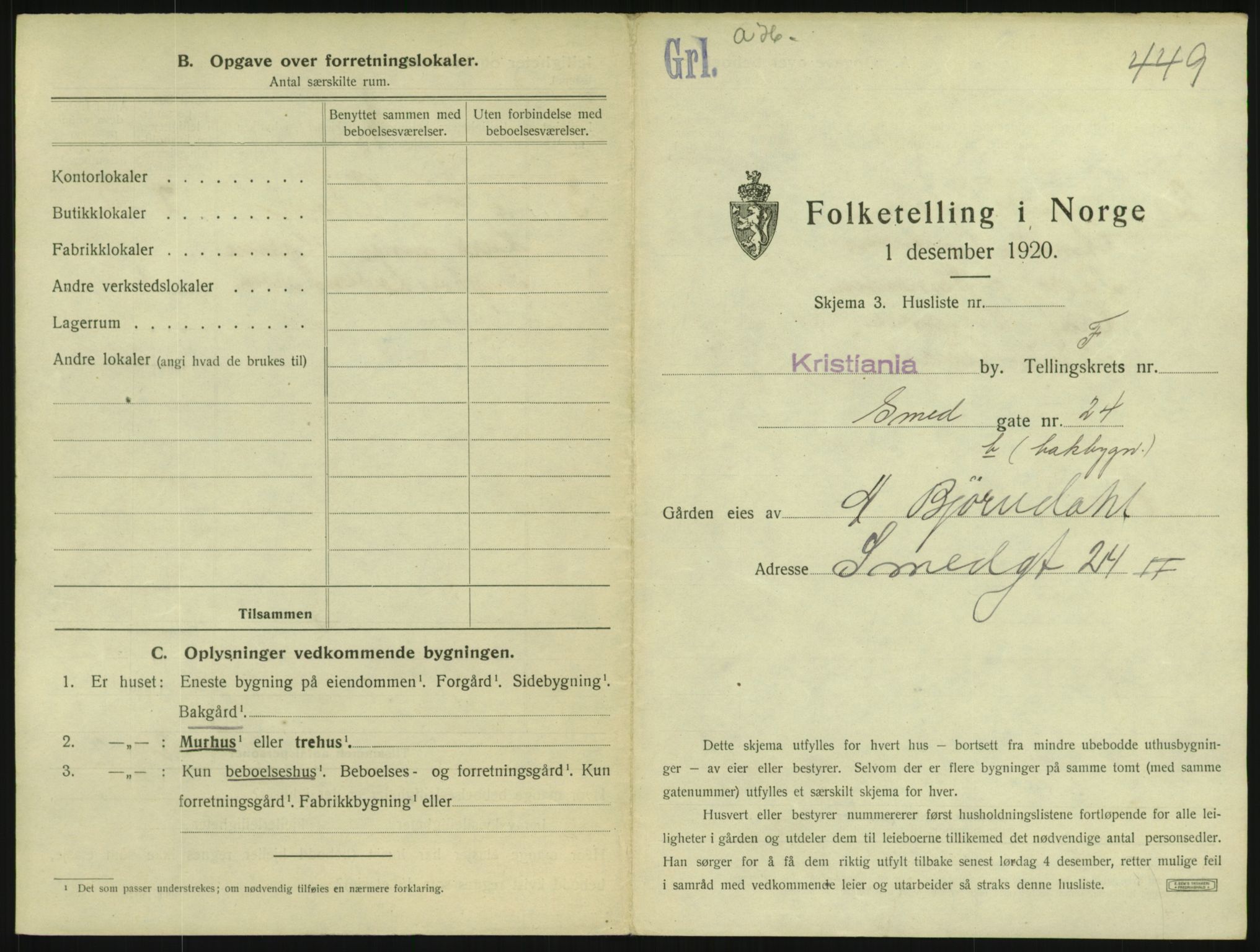 SAO, 1920 census for Kristiania, 1920, p. 97805