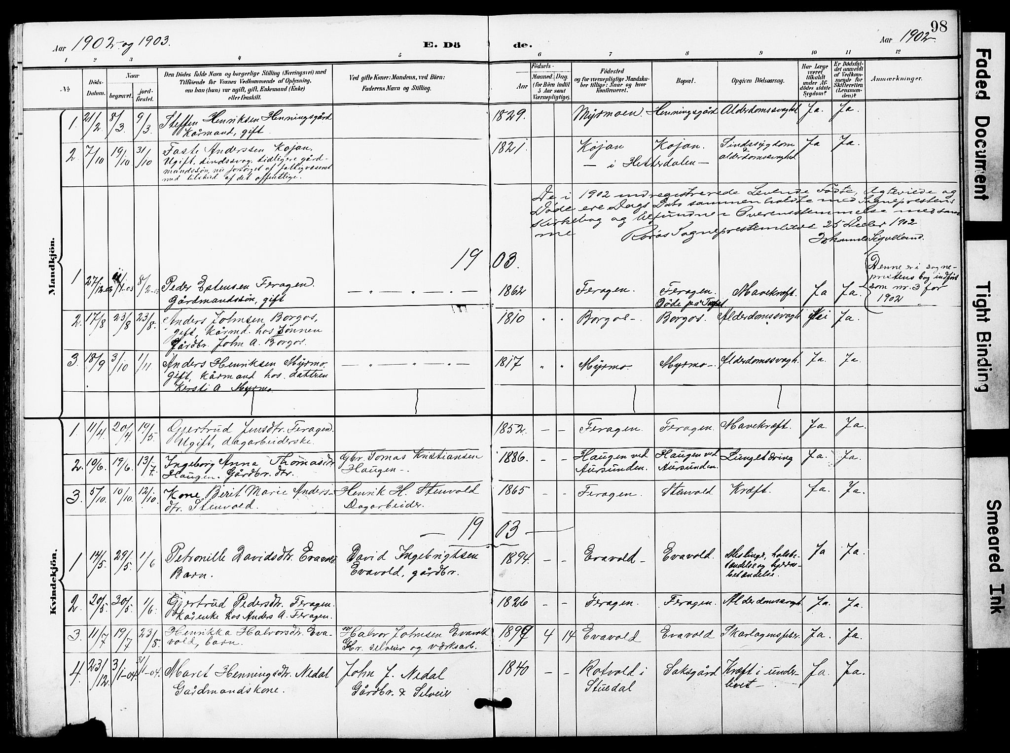 Ministerialprotokoller, klokkerbøker og fødselsregistre - Sør-Trøndelag, AV/SAT-A-1456/683/L0950: Parish register (copy) no. 683C02, 1897-1918, p. 98