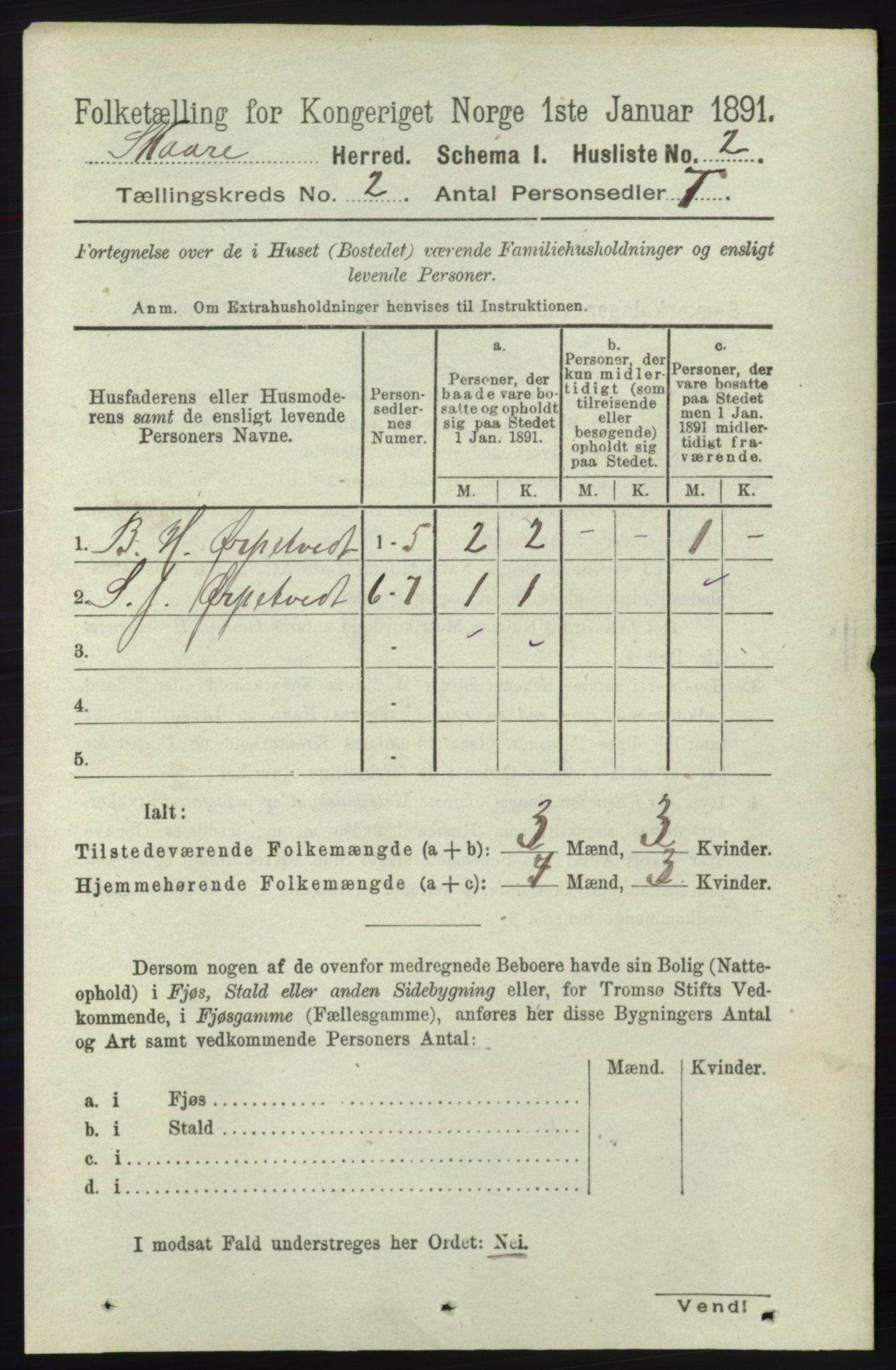 RA, 1891 census for 1153 Skåre, 1891, p. 691