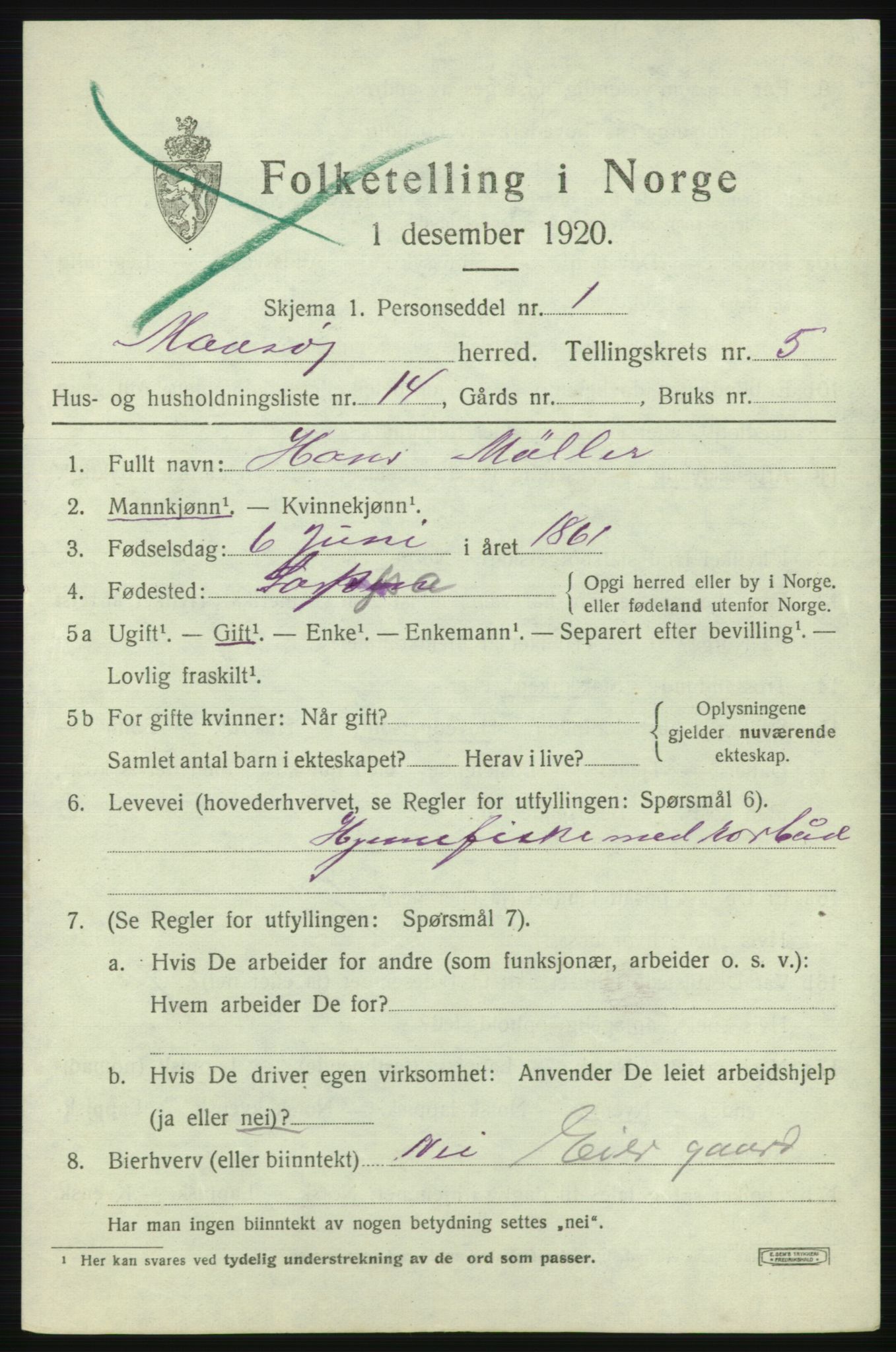 SATØ, 1920 census for Måsøy, 1920, p. 2614