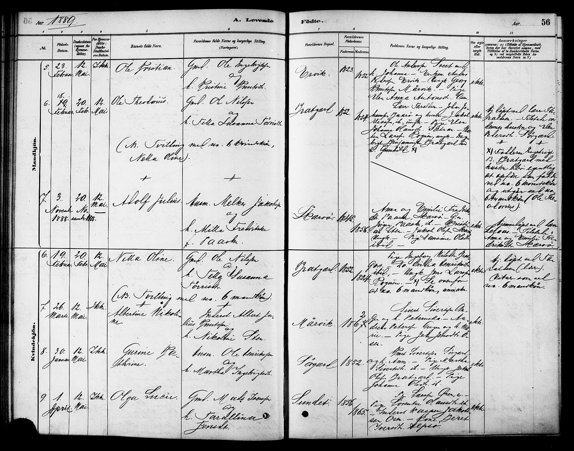 Ministerialprotokoller, klokkerbøker og fødselsregistre - Sør-Trøndelag, SAT/A-1456/658/L0722: Parish register (official) no. 658A01, 1879-1896, p. 56
