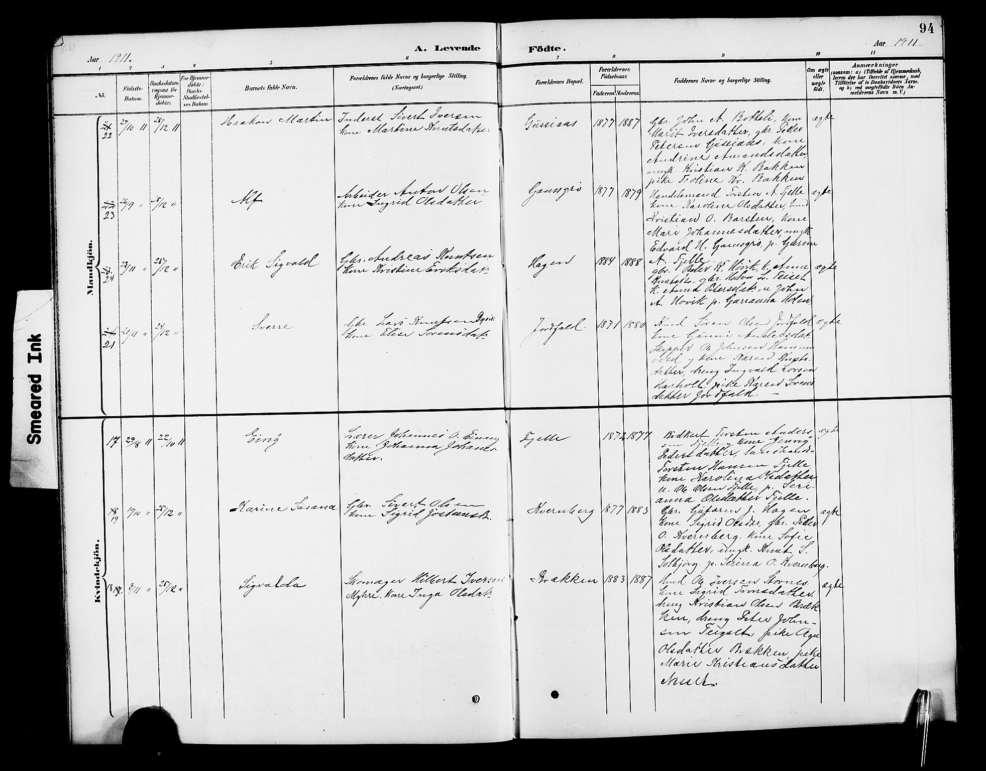 Ministerialprotokoller, klokkerbøker og fødselsregistre - Møre og Romsdal, AV/SAT-A-1454/551/L0632: Parish register (copy) no. 551C04, 1894-1920, p. 94