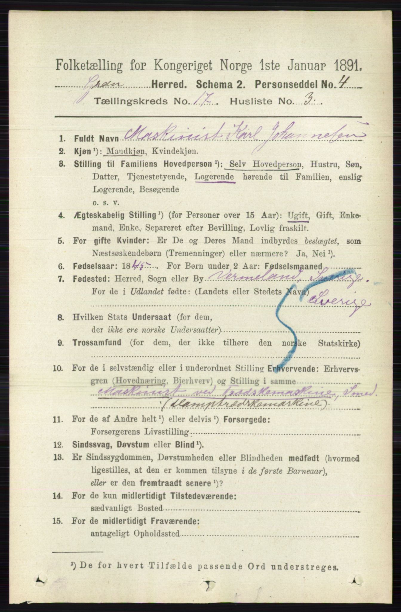 RA, 1891 census for 0534 Gran, 1891, p. 8746