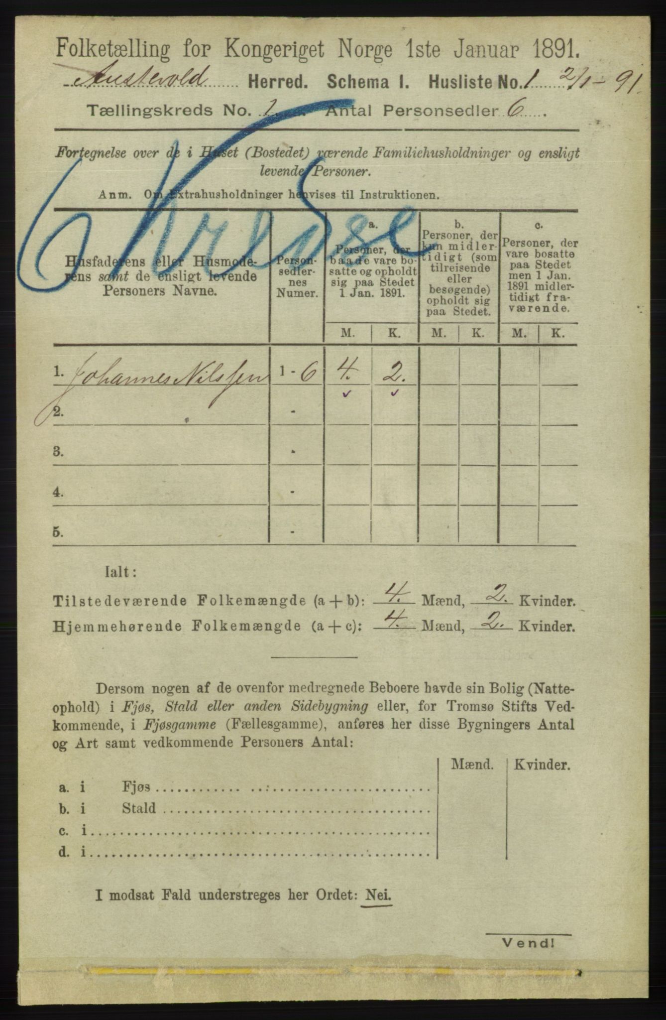 RA, 1891 census for 1244 Austevoll, 1891, p. 18