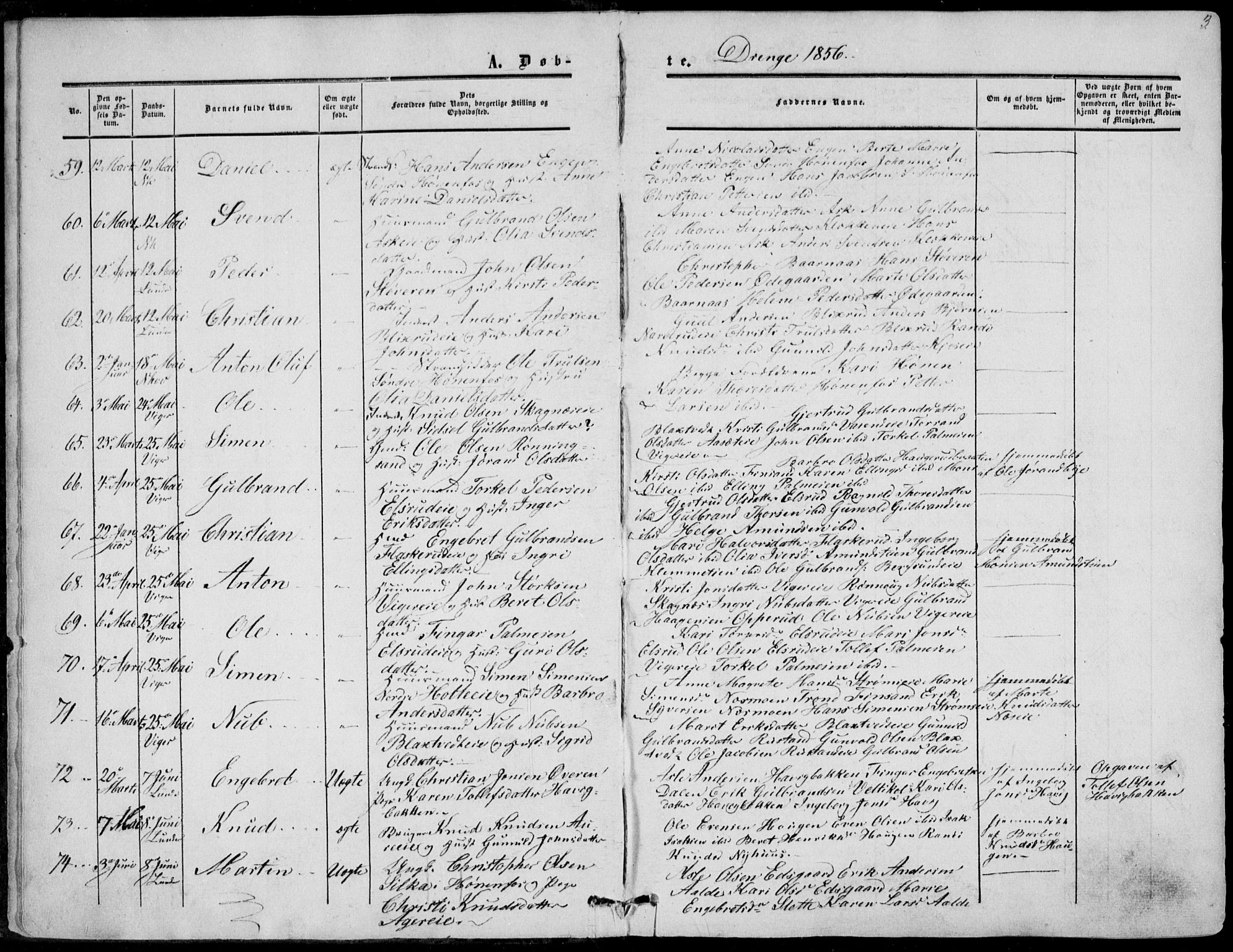 Norderhov kirkebøker, AV/SAKO-A-237/F/Fa/L0012: Parish register (official) no. 12, 1856-1865, p. 3