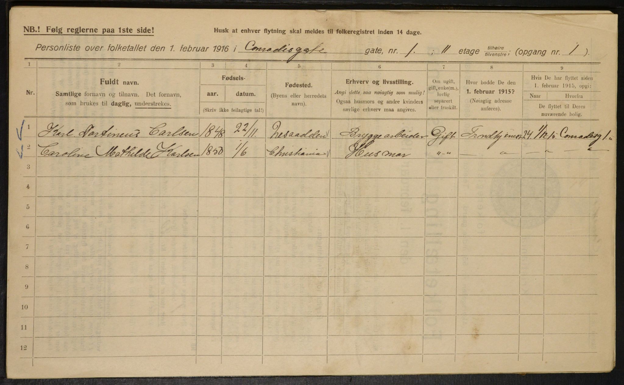 OBA, Municipal Census 1916 for Kristiania, 1916, p. 13340