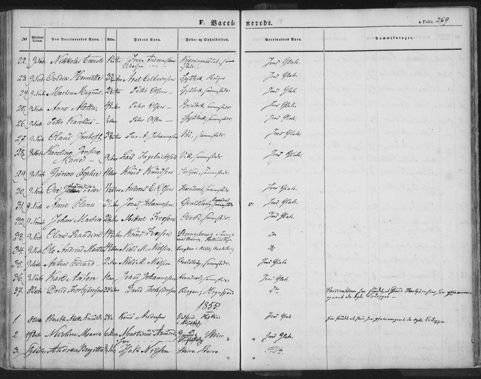 Ministerialprotokoller, klokkerbøker og fødselsregistre - Nordland, AV/SAT-A-1459/895/L1369: Parish register (official) no. 895A04, 1852-1872, p. 269