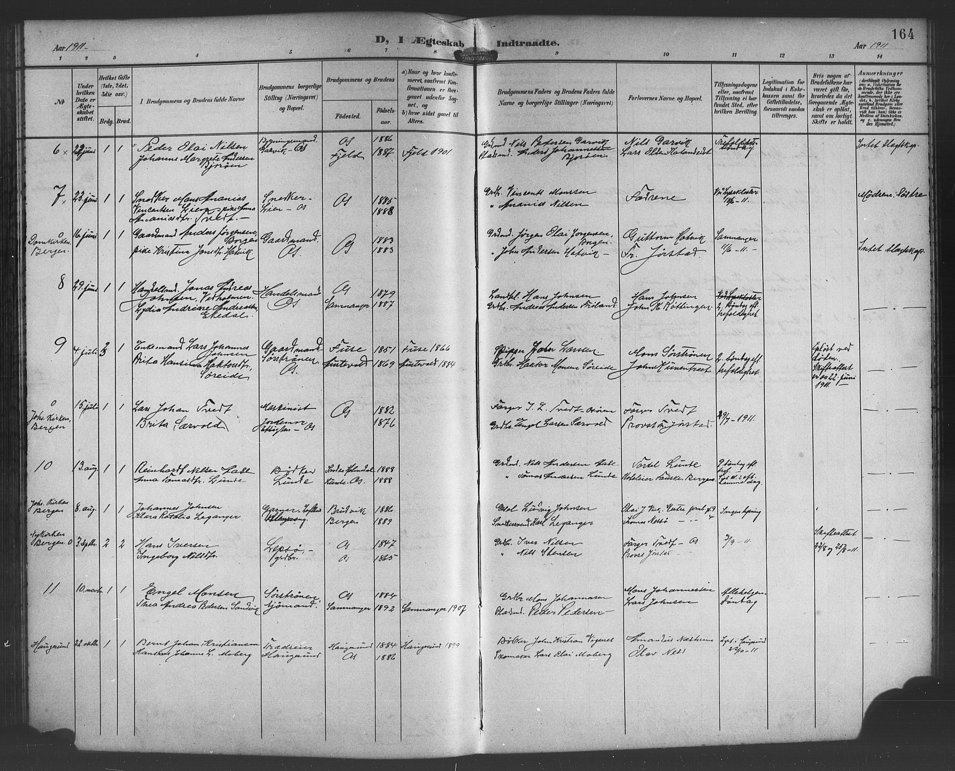 Os sokneprestembete, SAB/A-99929: Parish register (copy) no. A 3, 1897-1913, p. 164