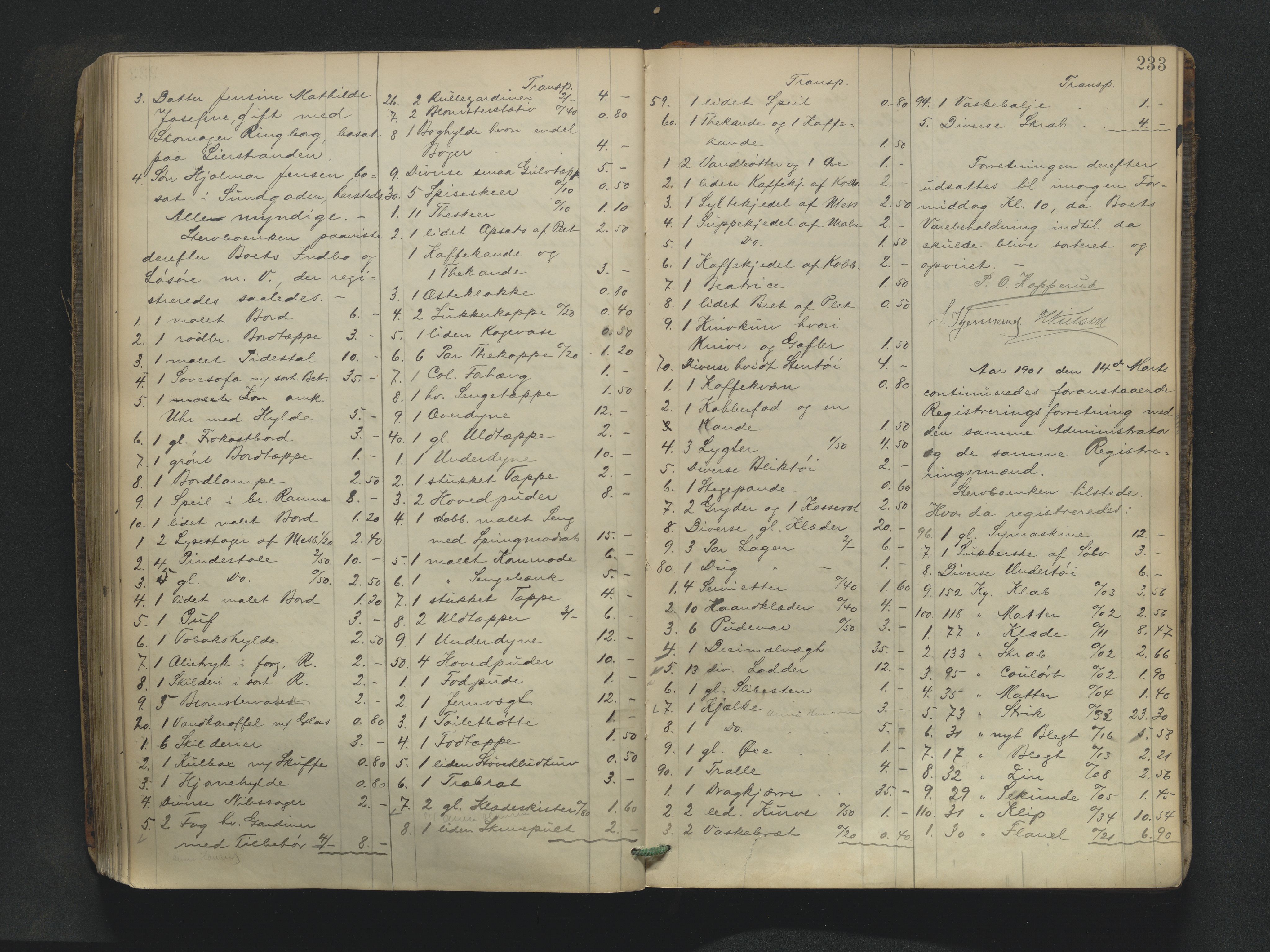 Drammen byfogd, AV/SAKO-A-222/H/Hb/Hbb/L0007: Registreringsprotokoll., 1891-1903, p. 233