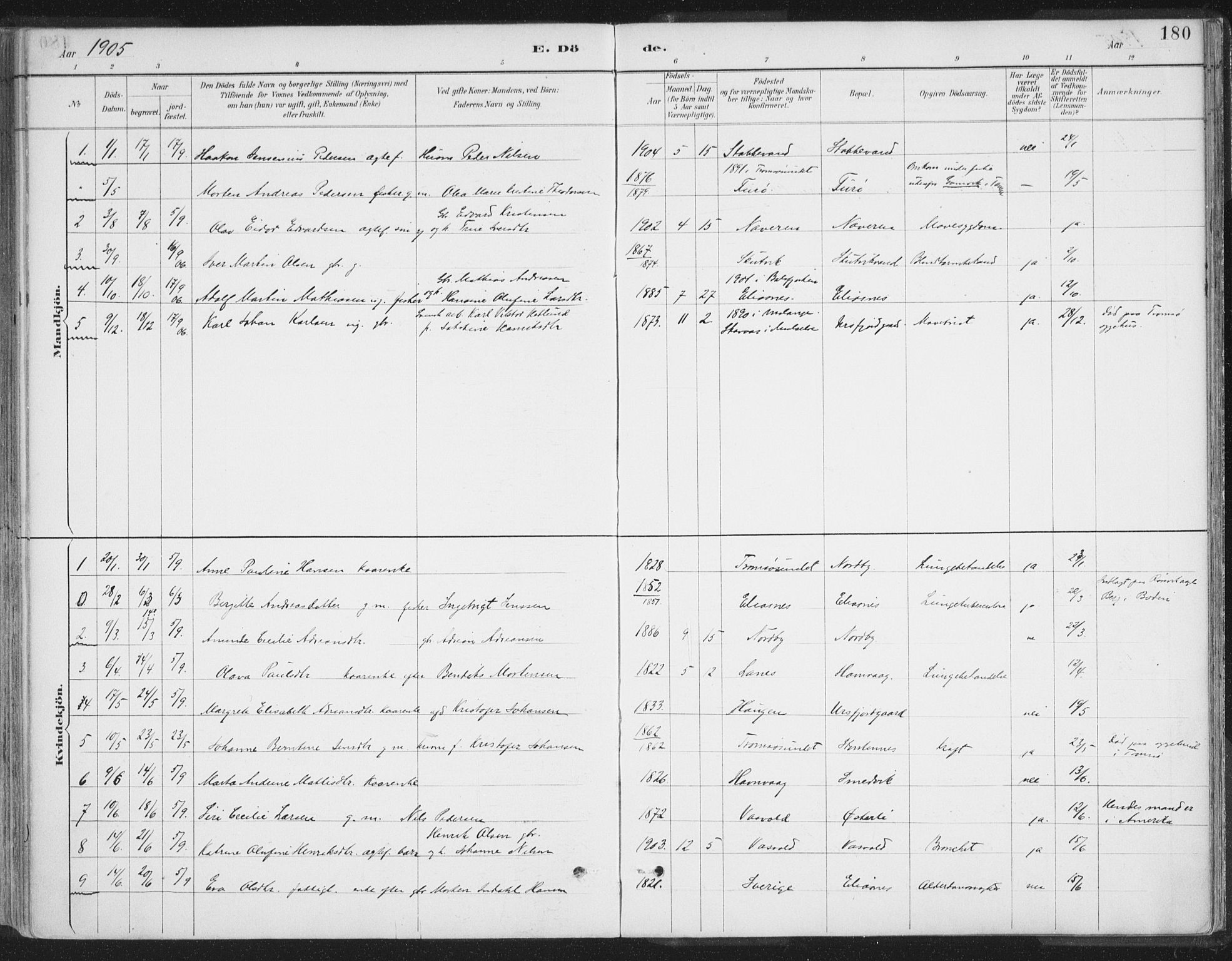 Balsfjord sokneprestembete, AV/SATØ-S-1303/G/Ga/L0007kirke: Parish register (official) no. 7, 1887-1909, p. 180