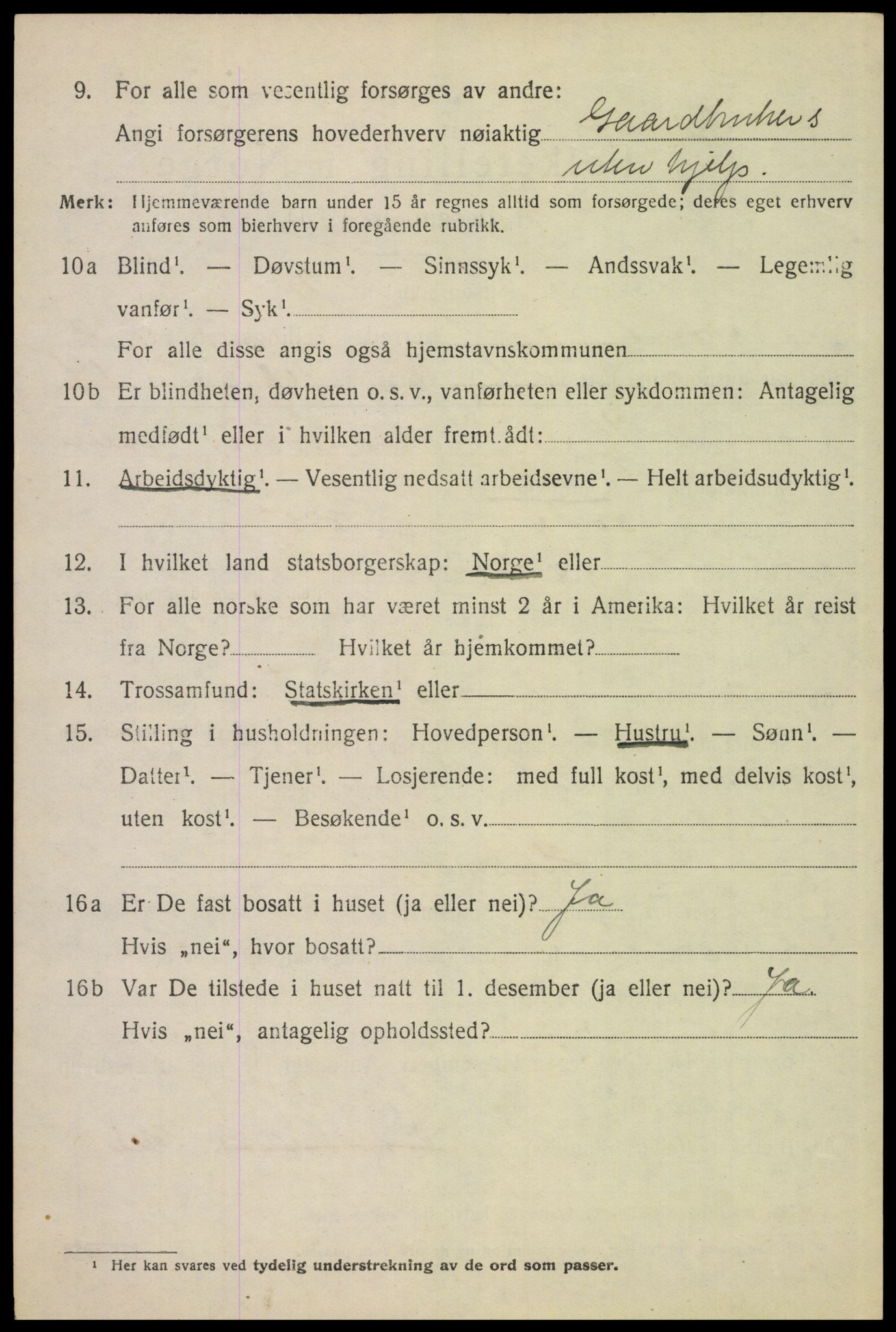 SAH, 1920 census for Tynset, 1920, p. 8307