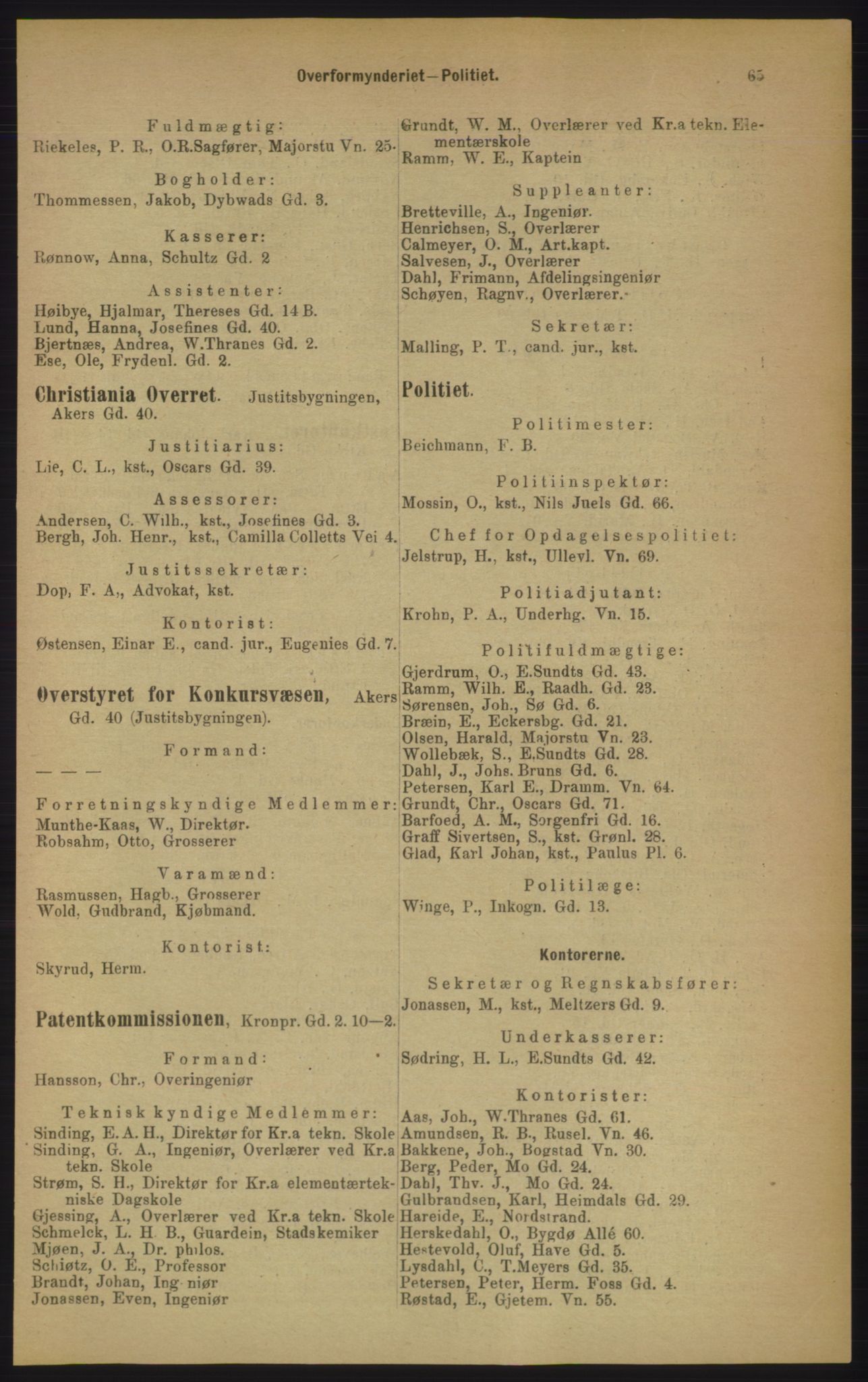 Kristiania/Oslo adressebok, PUBL/-, 1906, p. 65
