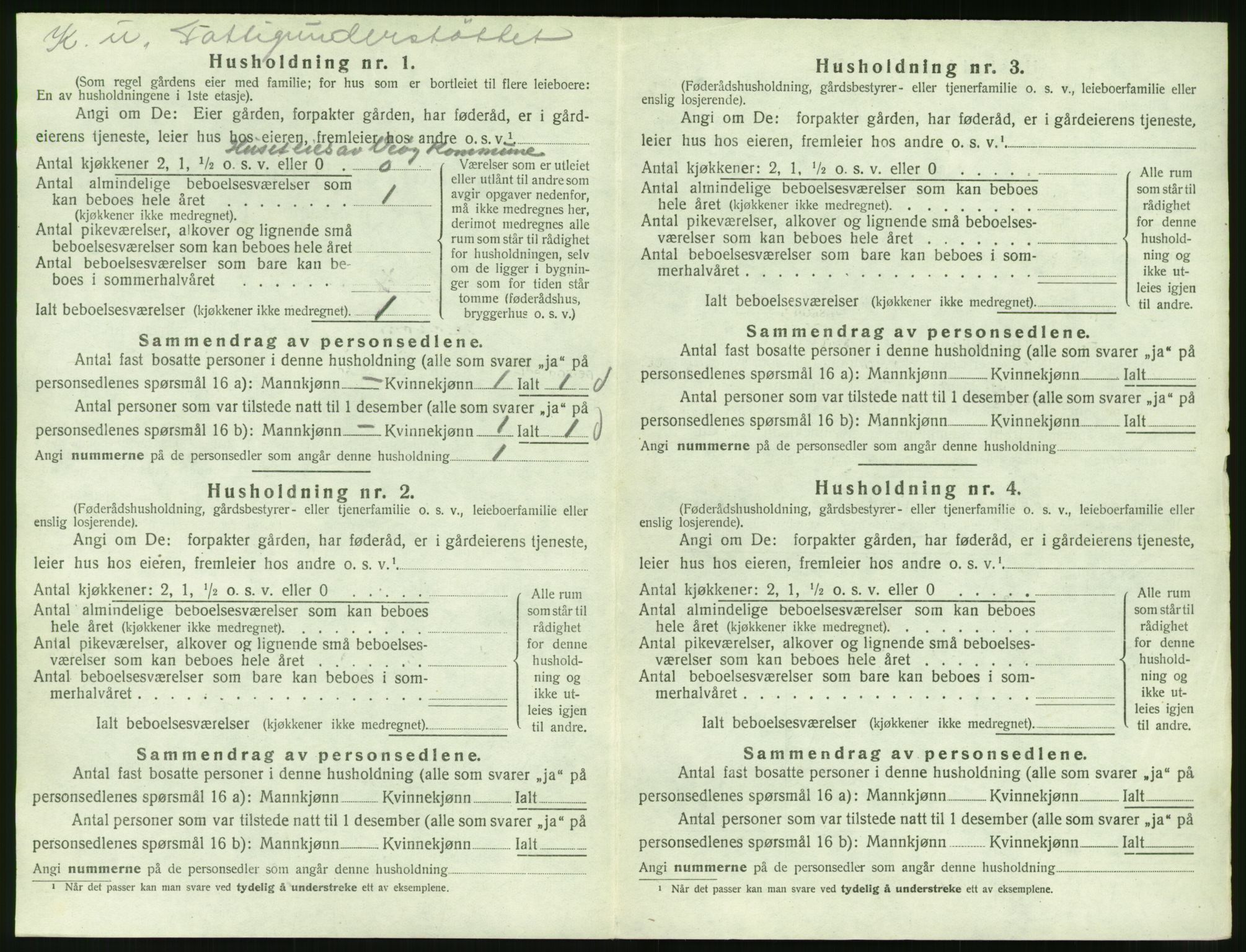 SAT, 1920 census for Veøy, 1920, p. 654