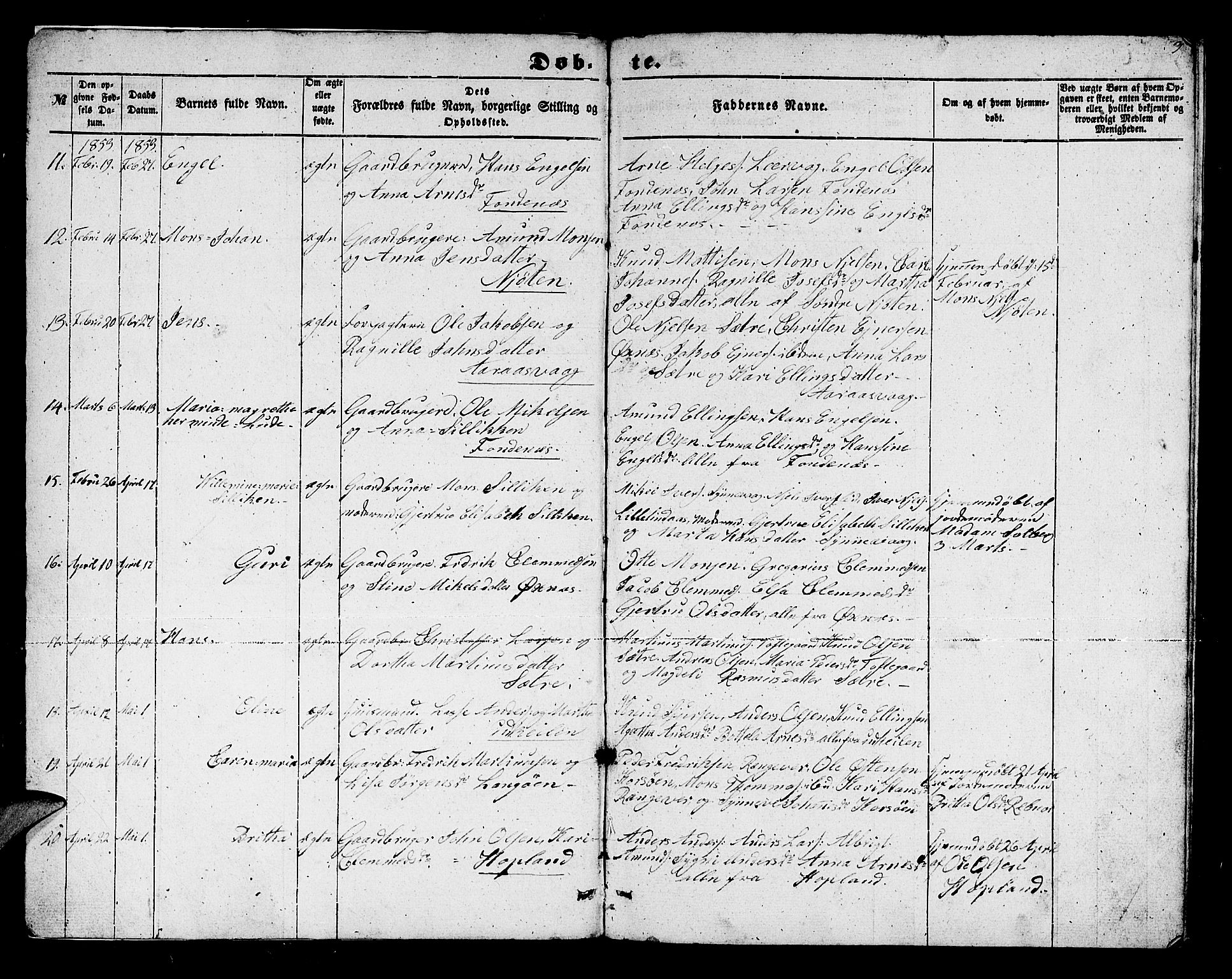 Lindås Sokneprestembete, SAB/A-76701/H/Hab: Parish register (copy) no. C 1, 1853-1867, p. 3