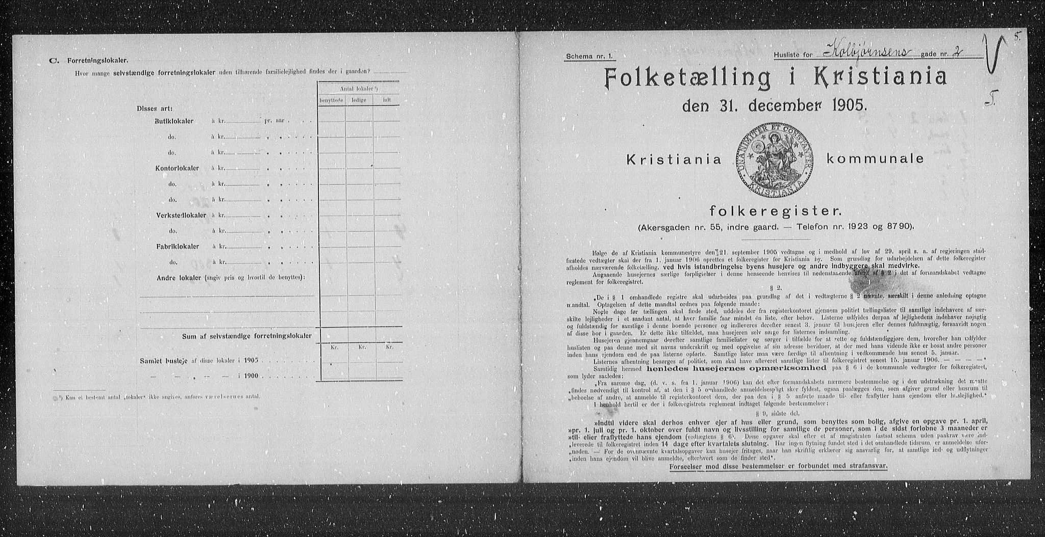 OBA, Municipal Census 1905 for Kristiania, 1905, p. 6703