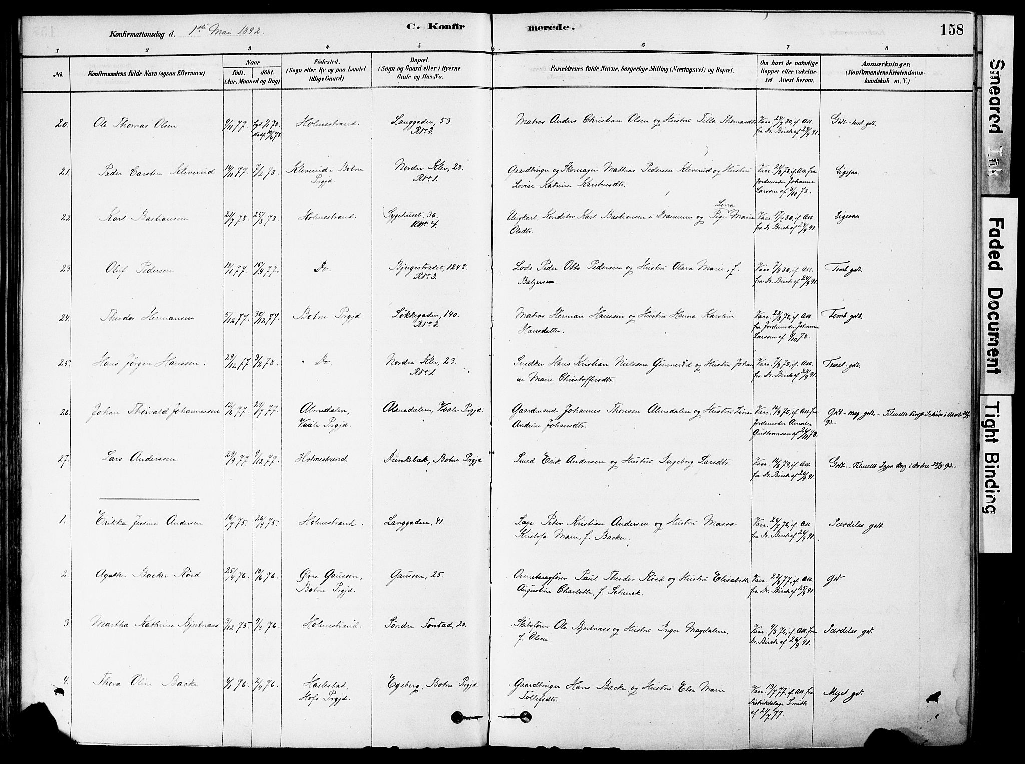 Holmestrand kirkebøker, AV/SAKO-A-346/F/Fa/L0004: Parish register (official) no. 4, 1880-1901, p. 158