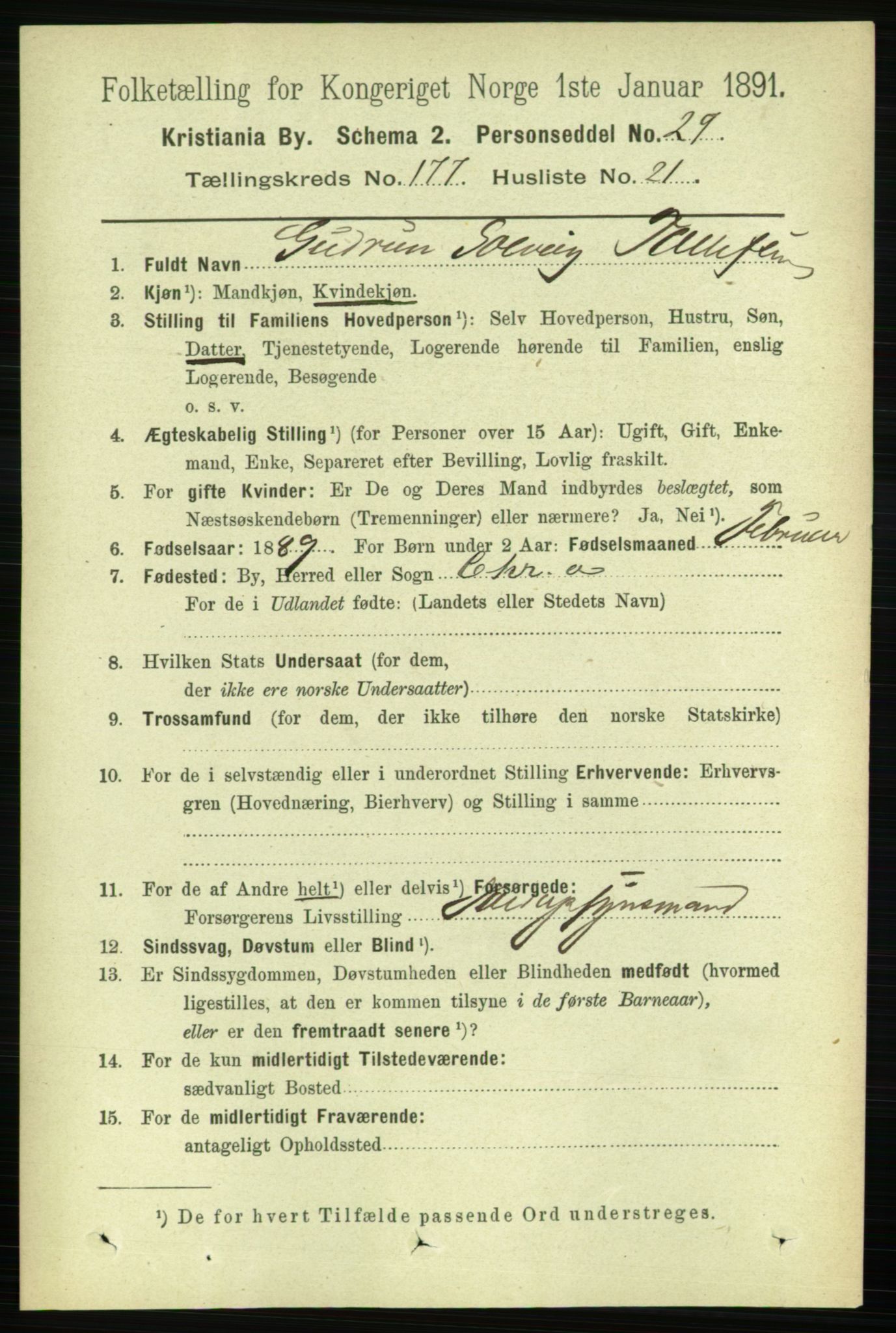 RA, 1891 census for 0301 Kristiania, 1891, p. 106855