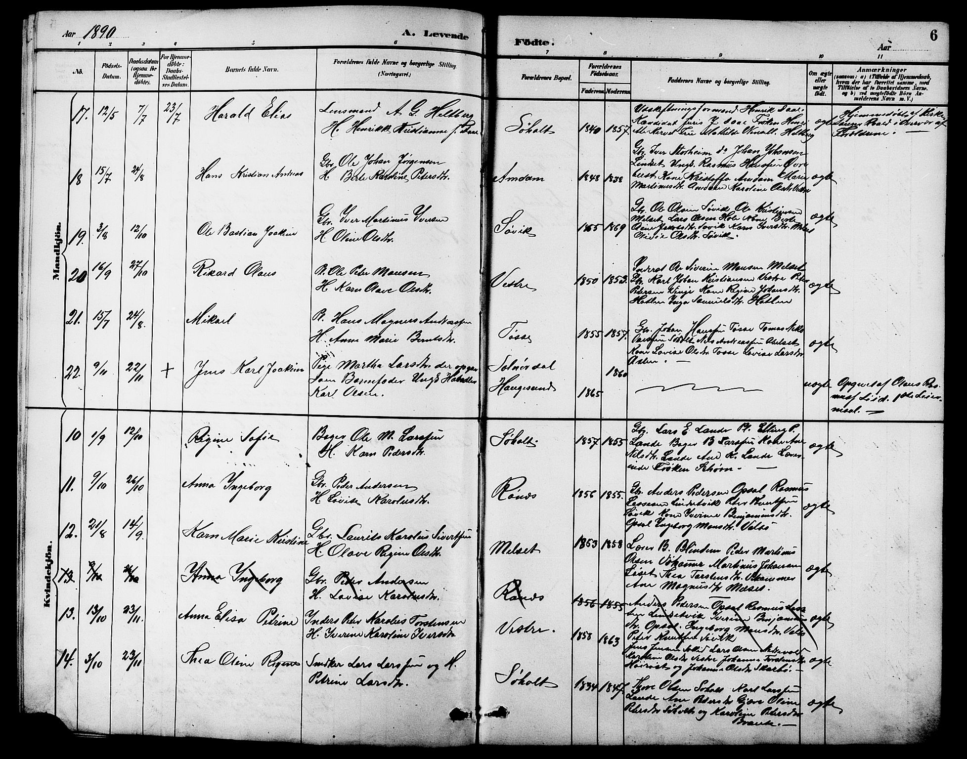 Ministerialprotokoller, klokkerbøker og fødselsregistre - Møre og Romsdal, AV/SAT-A-1454/522/L0327: Parish register (copy) no. 522C06, 1890-1915, p. 6