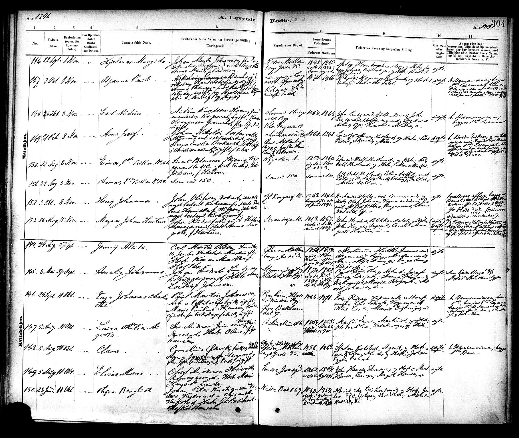 Ministerialprotokoller, klokkerbøker og fødselsregistre - Sør-Trøndelag, AV/SAT-A-1456/604/L0188: Parish register (official) no. 604A09, 1878-1892, p. 304