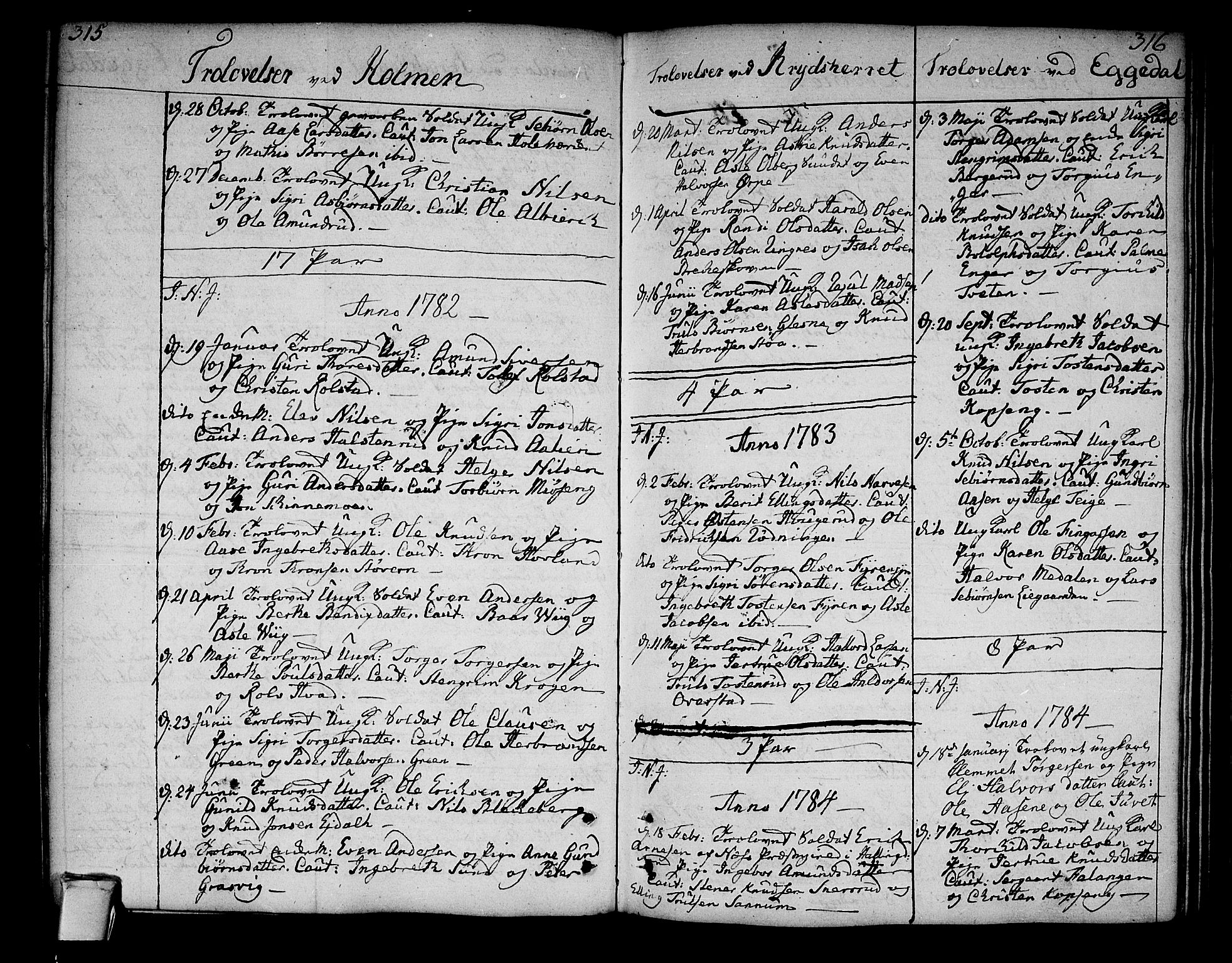 Sigdal kirkebøker, AV/SAKO-A-245/F/Fa/L0002: Parish register (official) no. I 2, 1778-1792, p. 315-316