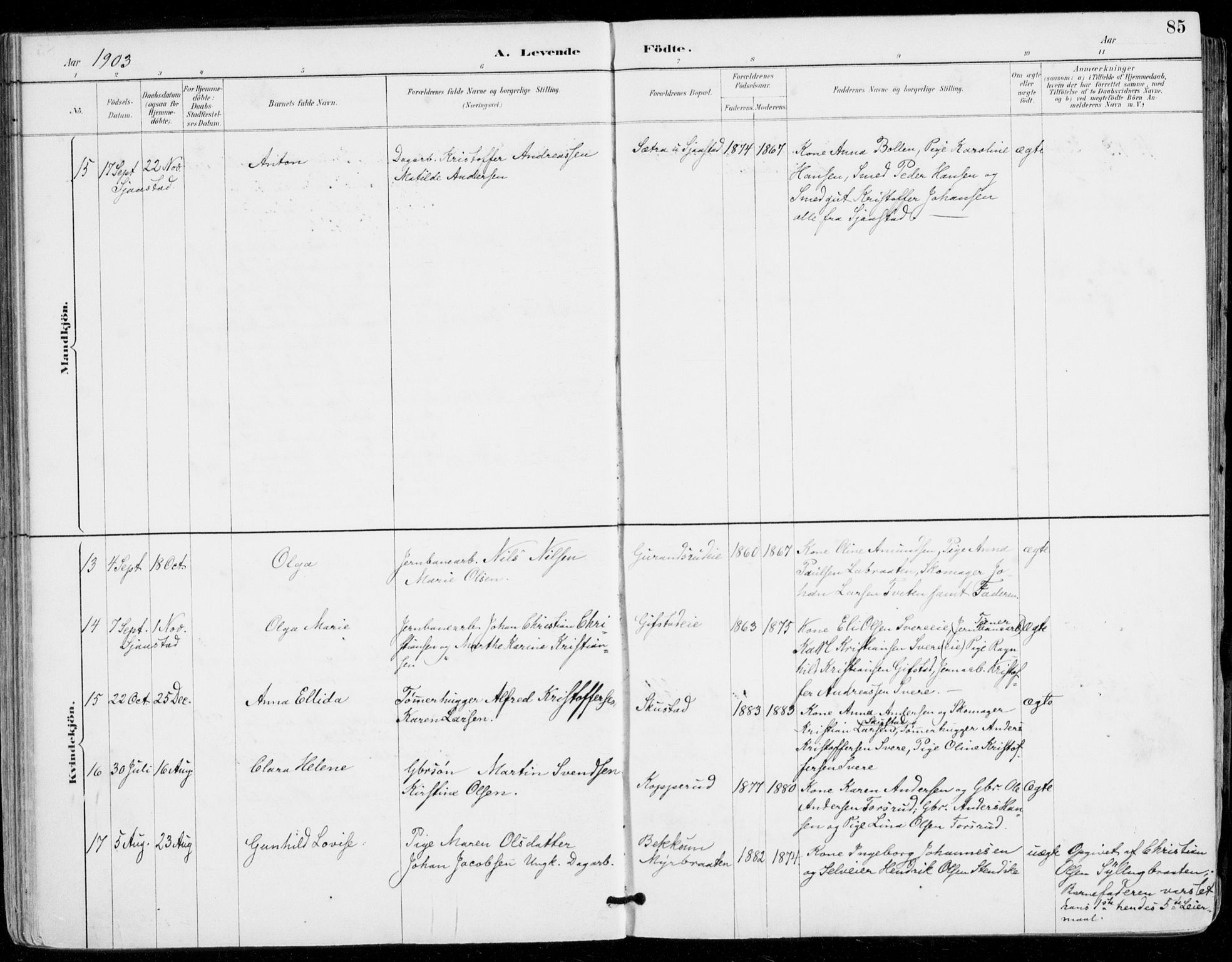 Sylling kirkebøker, AV/SAKO-A-247/F/Fa/L0001: Parish register (official) no. 1, 1883-1910, p. 85