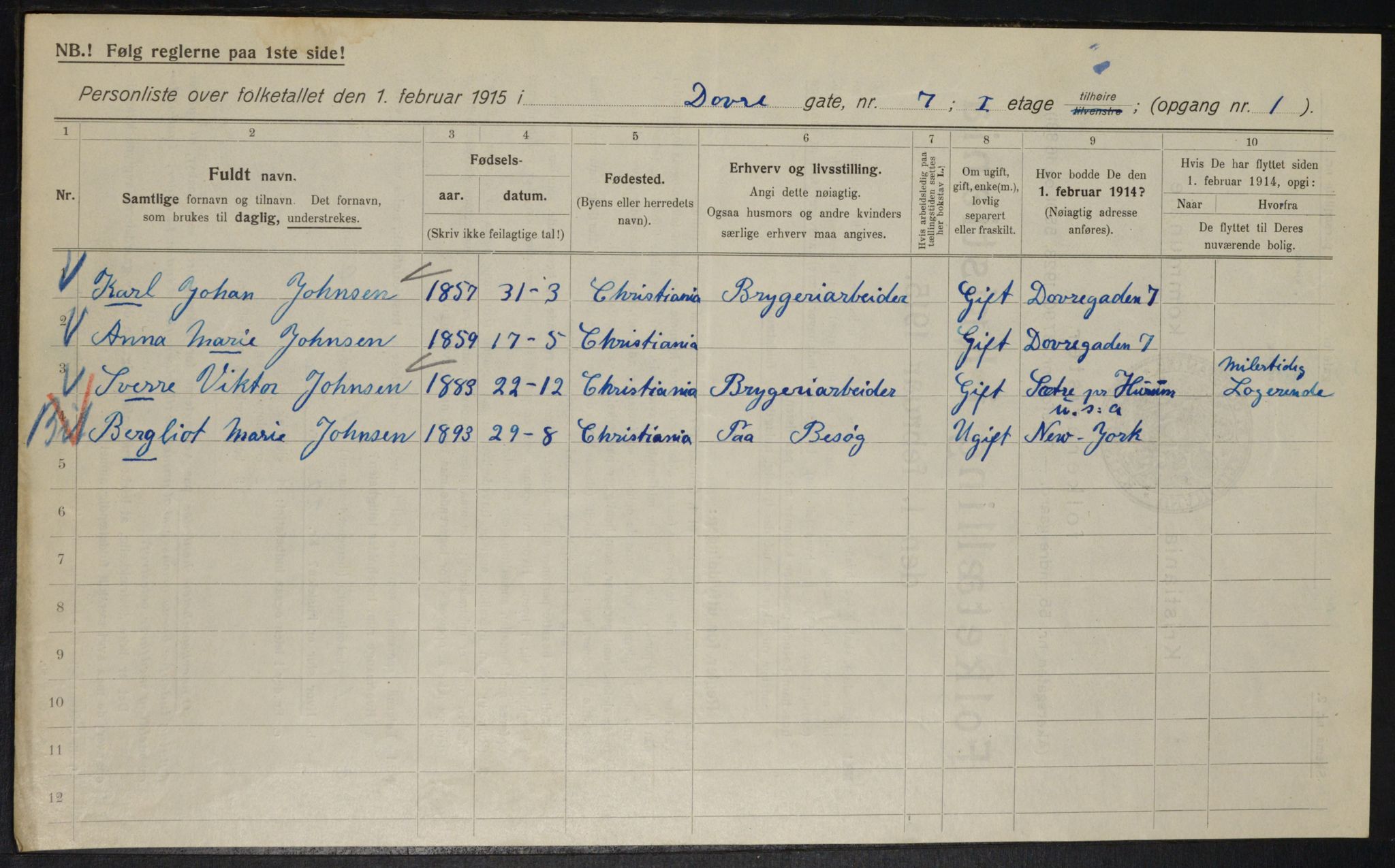 OBA, Municipal Census 1915 for Kristiania, 1915, p. 16236