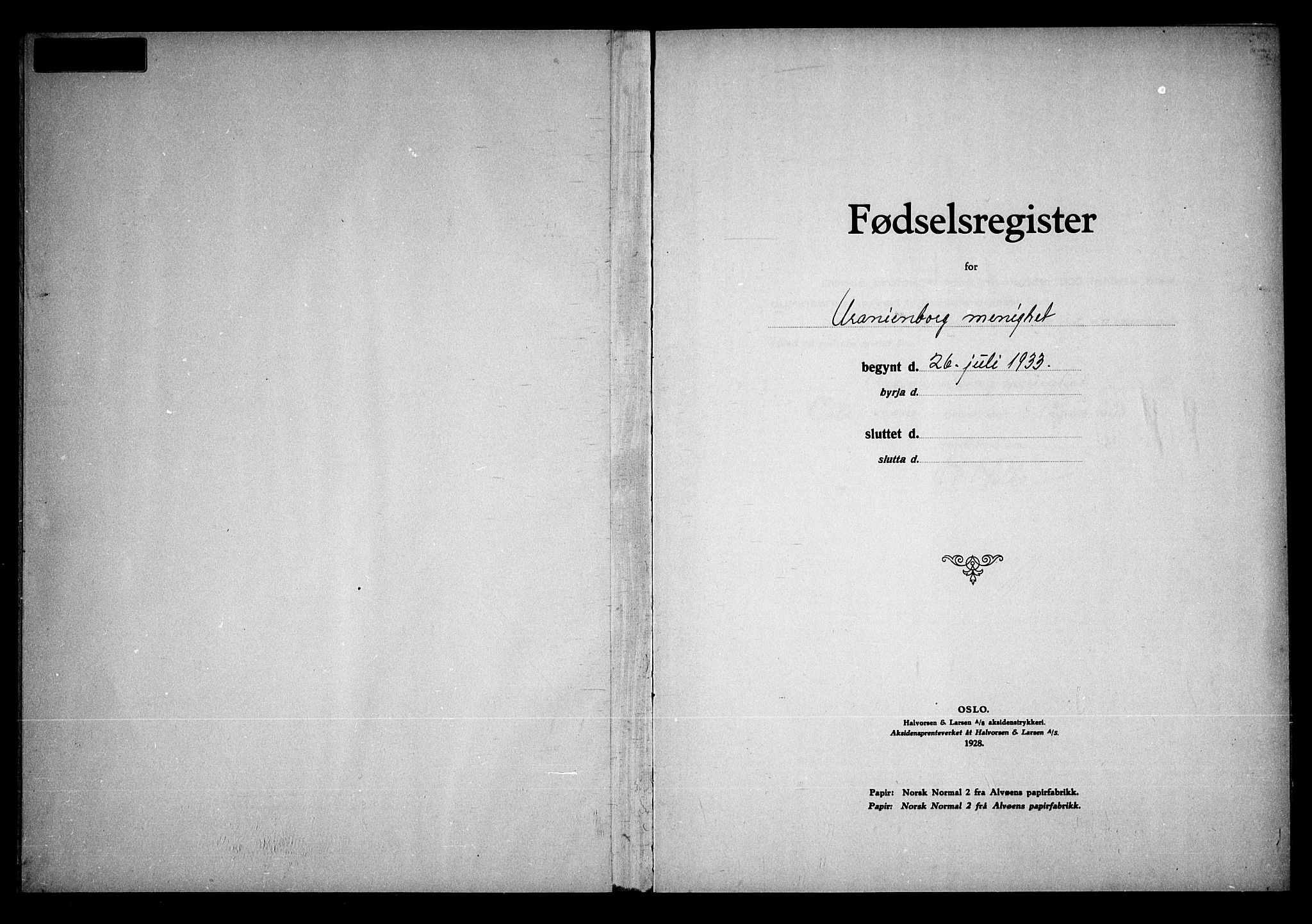 Uranienborg prestekontor Kirkebøker, SAO/A-10877/J/Ja/L0003: Birth register no. 3, 1933-1936