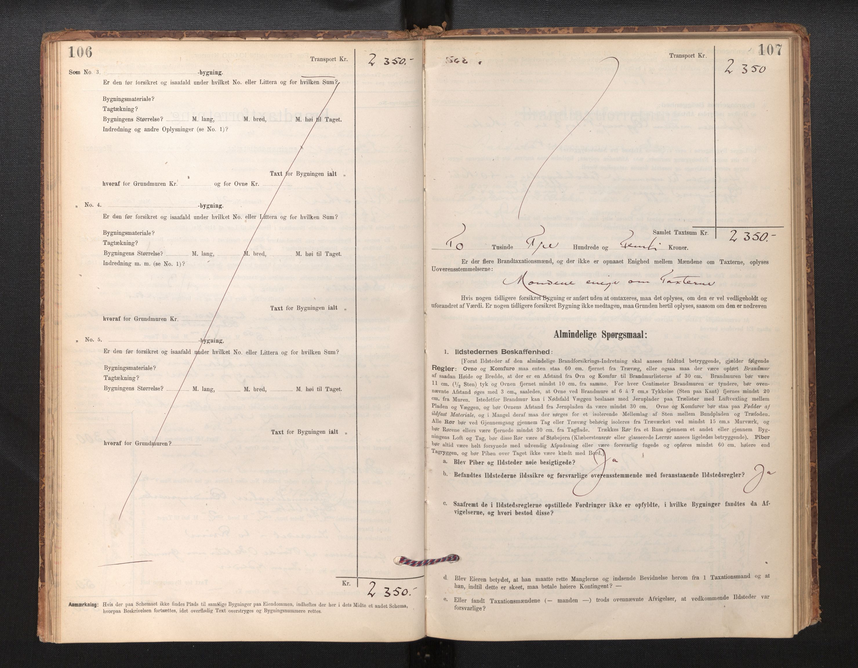 Lensmannen i Årdal, AV/SAB-A-30501/0012/L0008: Branntakstprotokoll, skjematakst, 1895-1915, p. 106-107