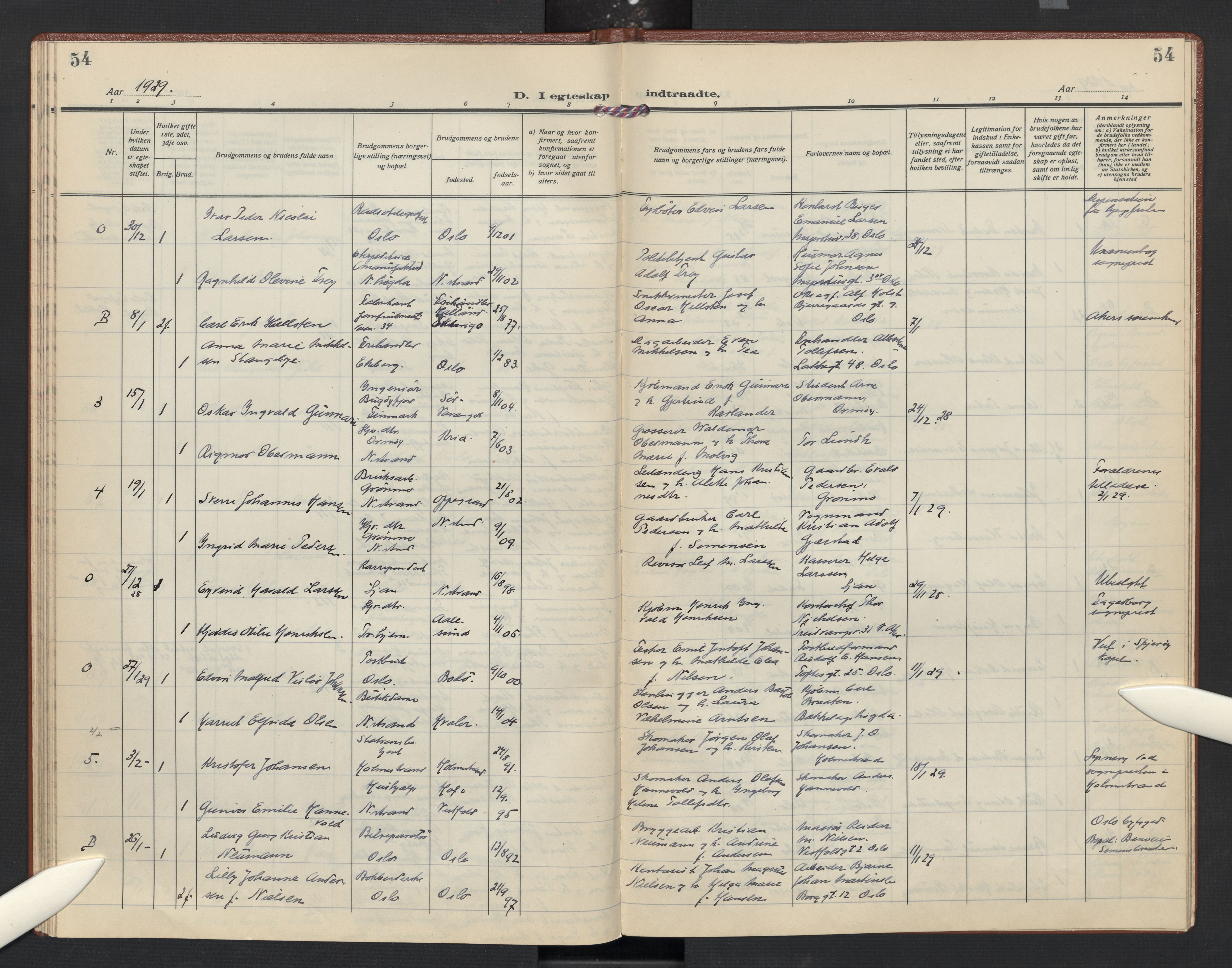 Nordstrand prestekontor Kirkebøker, AV/SAO-A-10362a/F/Fa/L0004: Parish register (official) no. 4, 1924-1930, p. 54