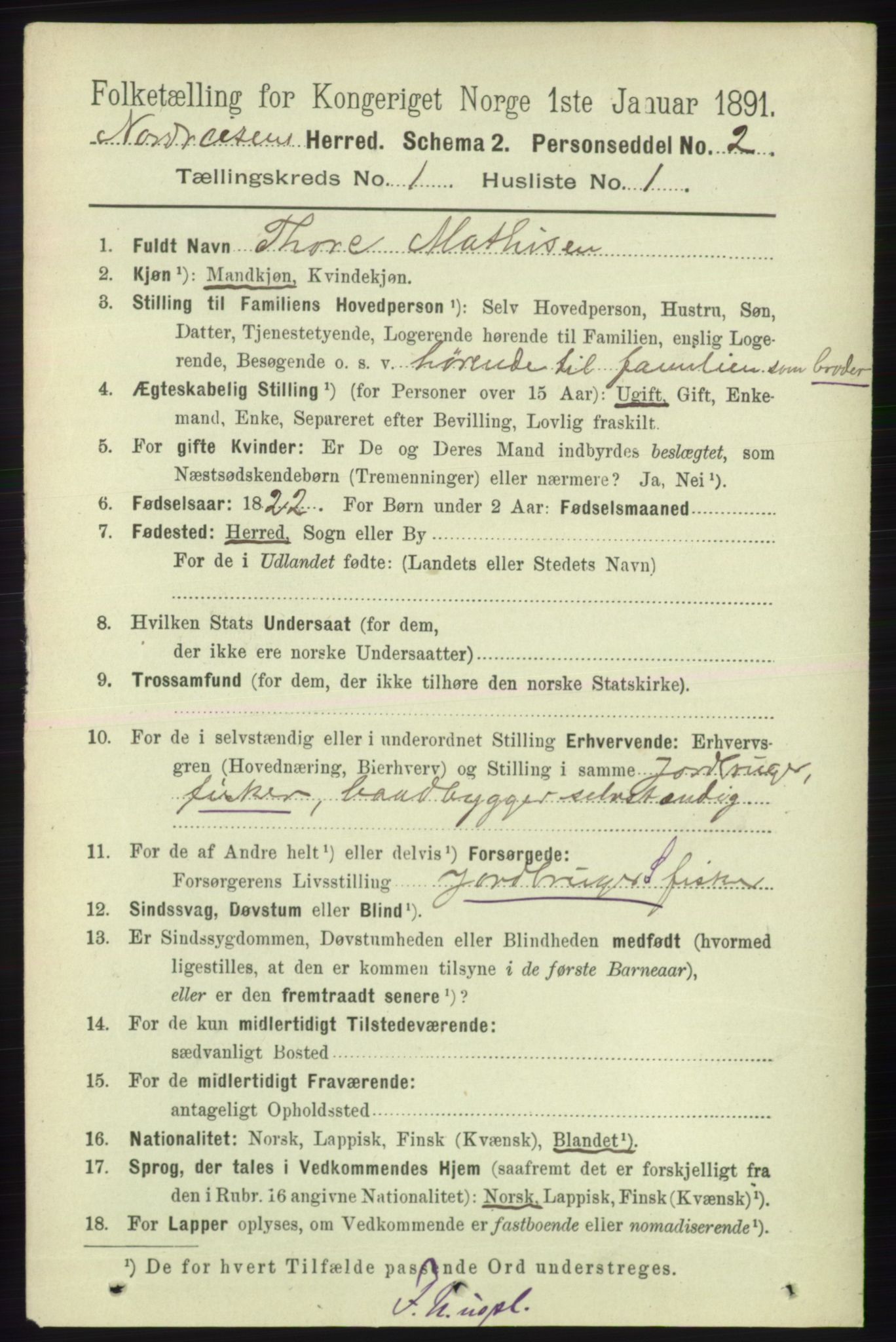 RA, 1891 census for 1942 Nordreisa, 1891, p. 107