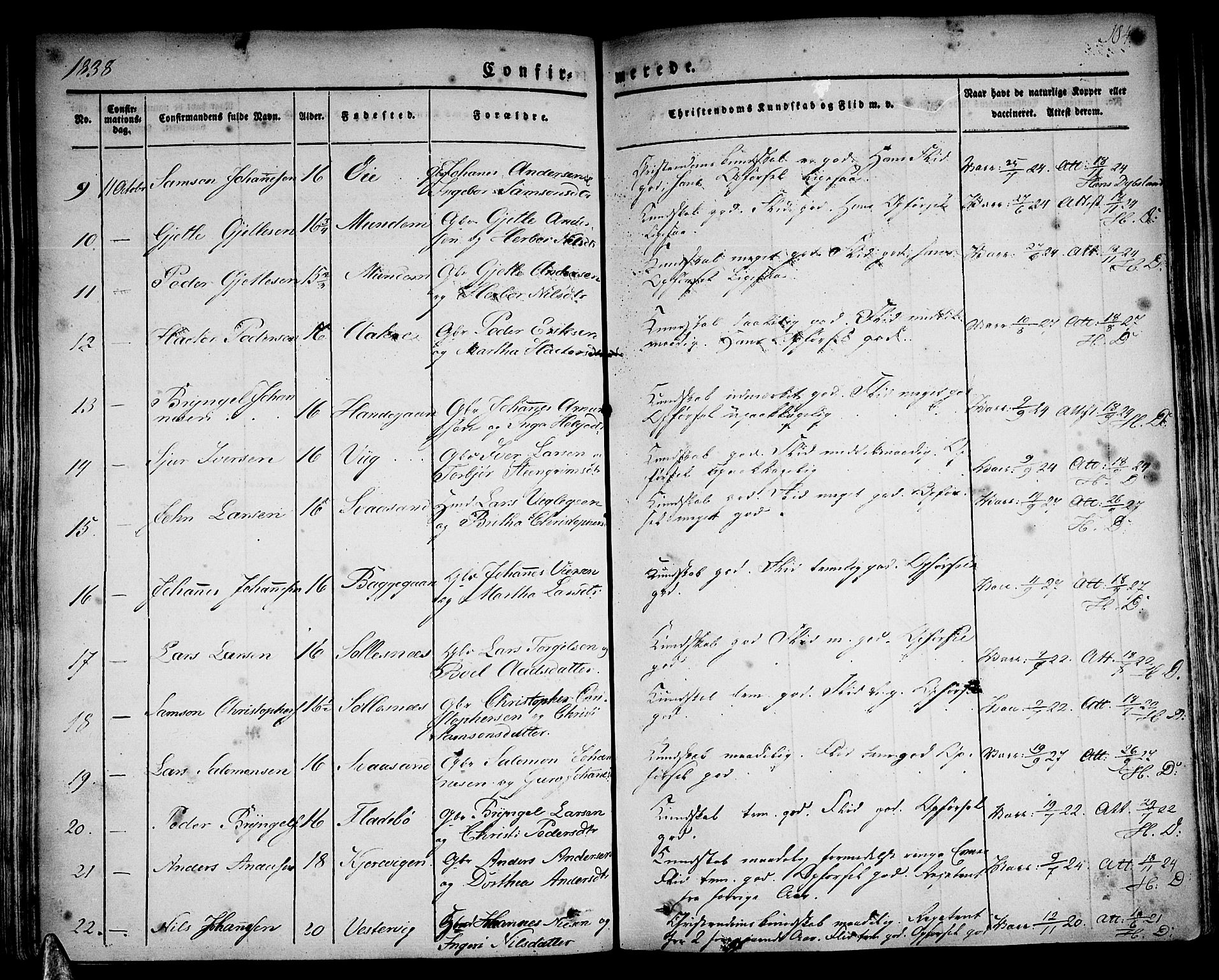 Strandebarm sokneprestembete, AV/SAB-A-78401/H/Haa: Parish register (official) no. A 6, 1826-1843, p. 184