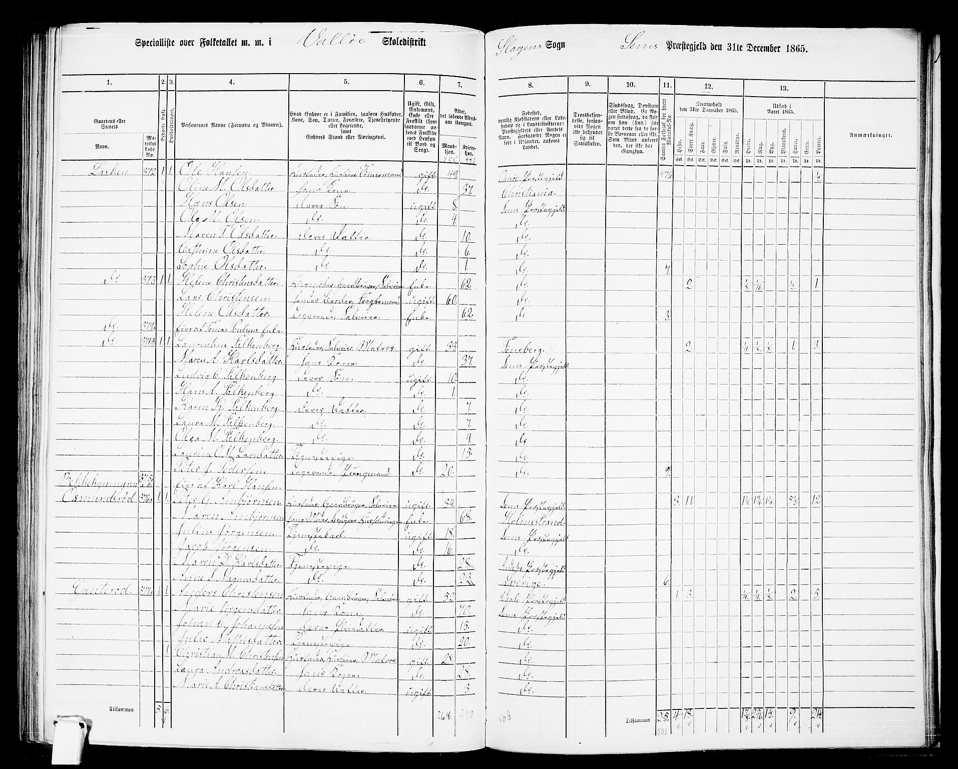 RA, 1865 census for Sem, 1865, p. 172