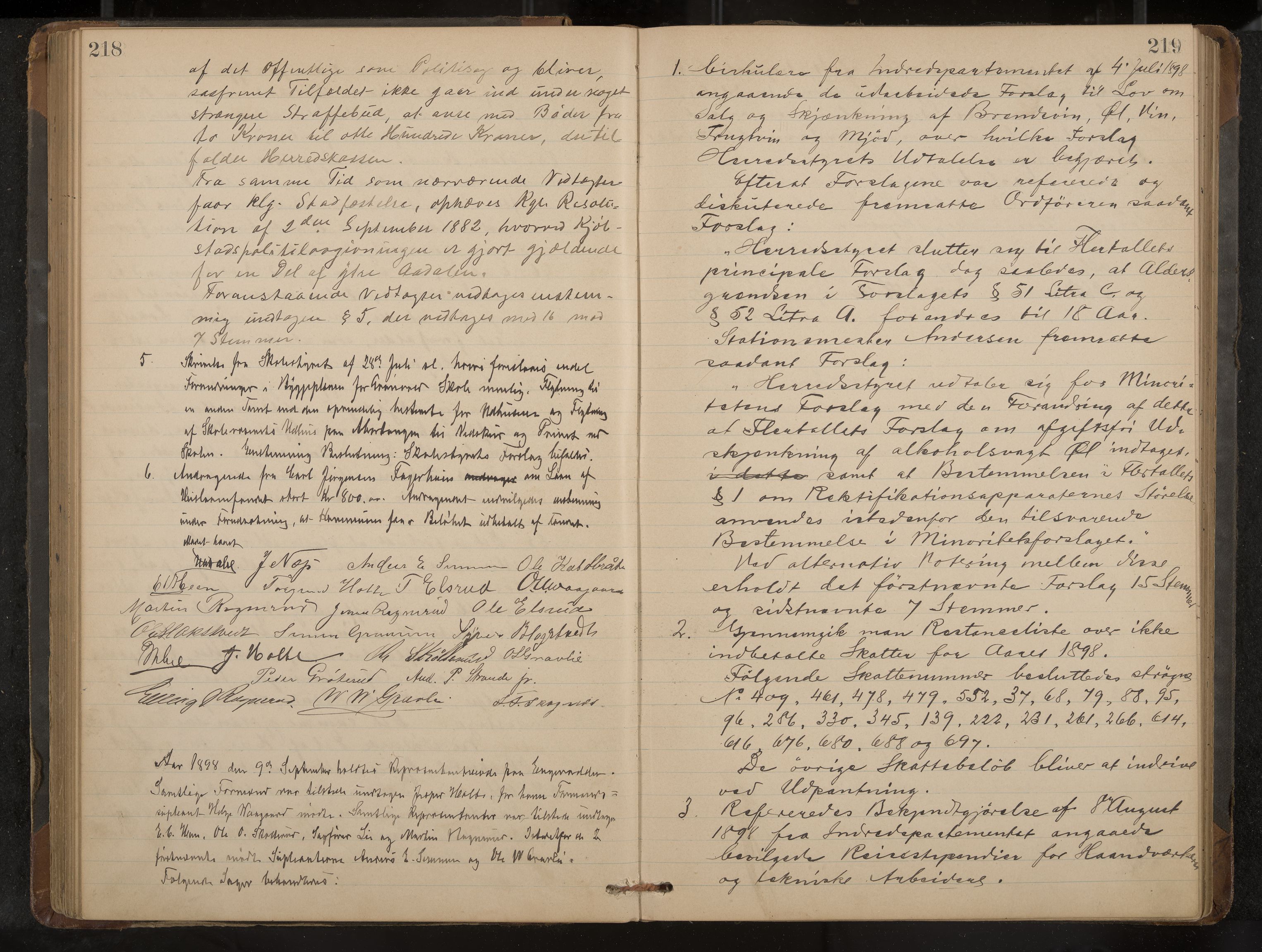 Ådal formannskap og sentraladministrasjon, IKAK/0614021/A/Aa/L0002: Møtebok, 1891-1907, p. 218-219