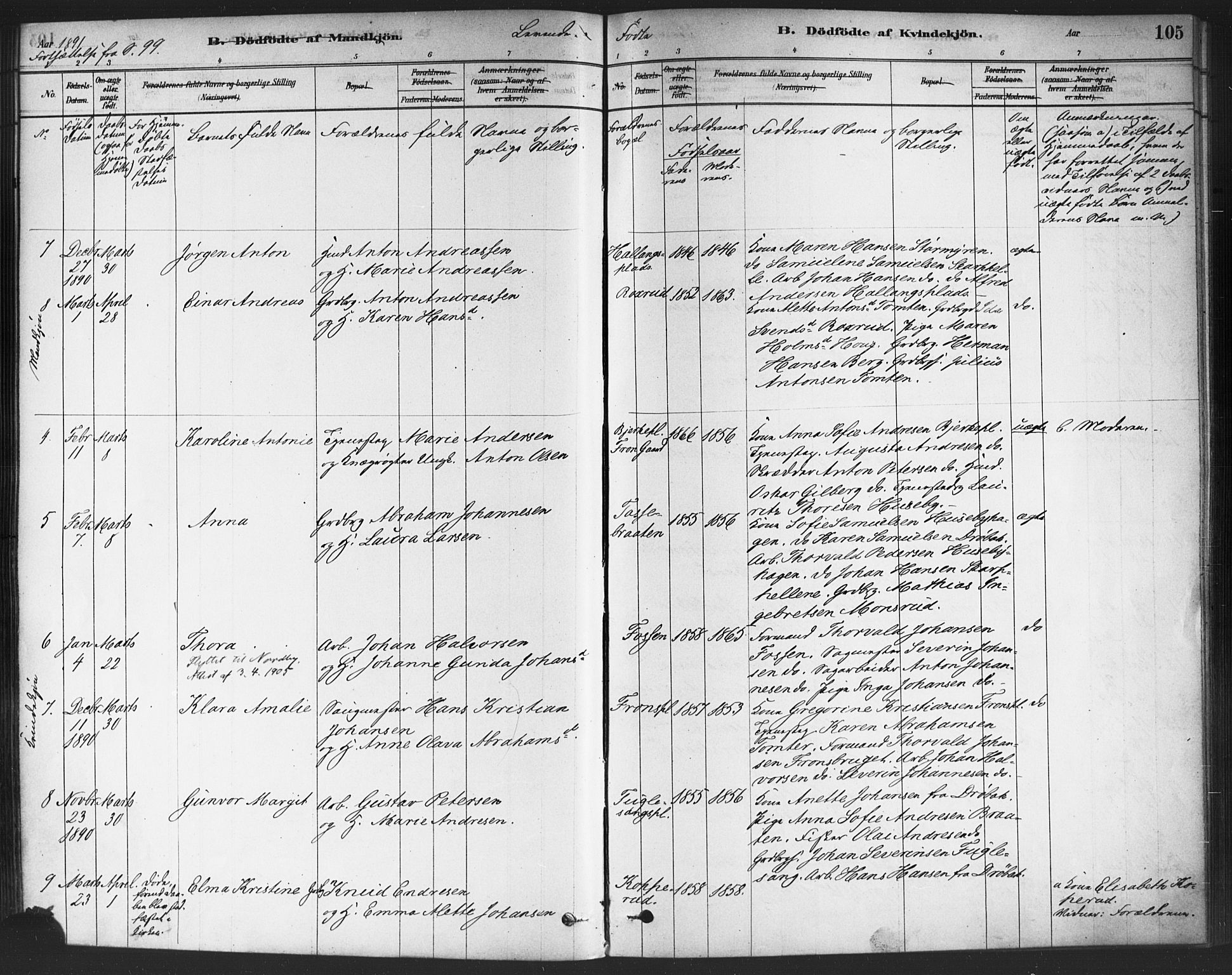 Drøbak prestekontor Kirkebøker, SAO/A-10142a/F/Fc/L0002: Parish register (official) no. III 2, 1878-1891, p. 105