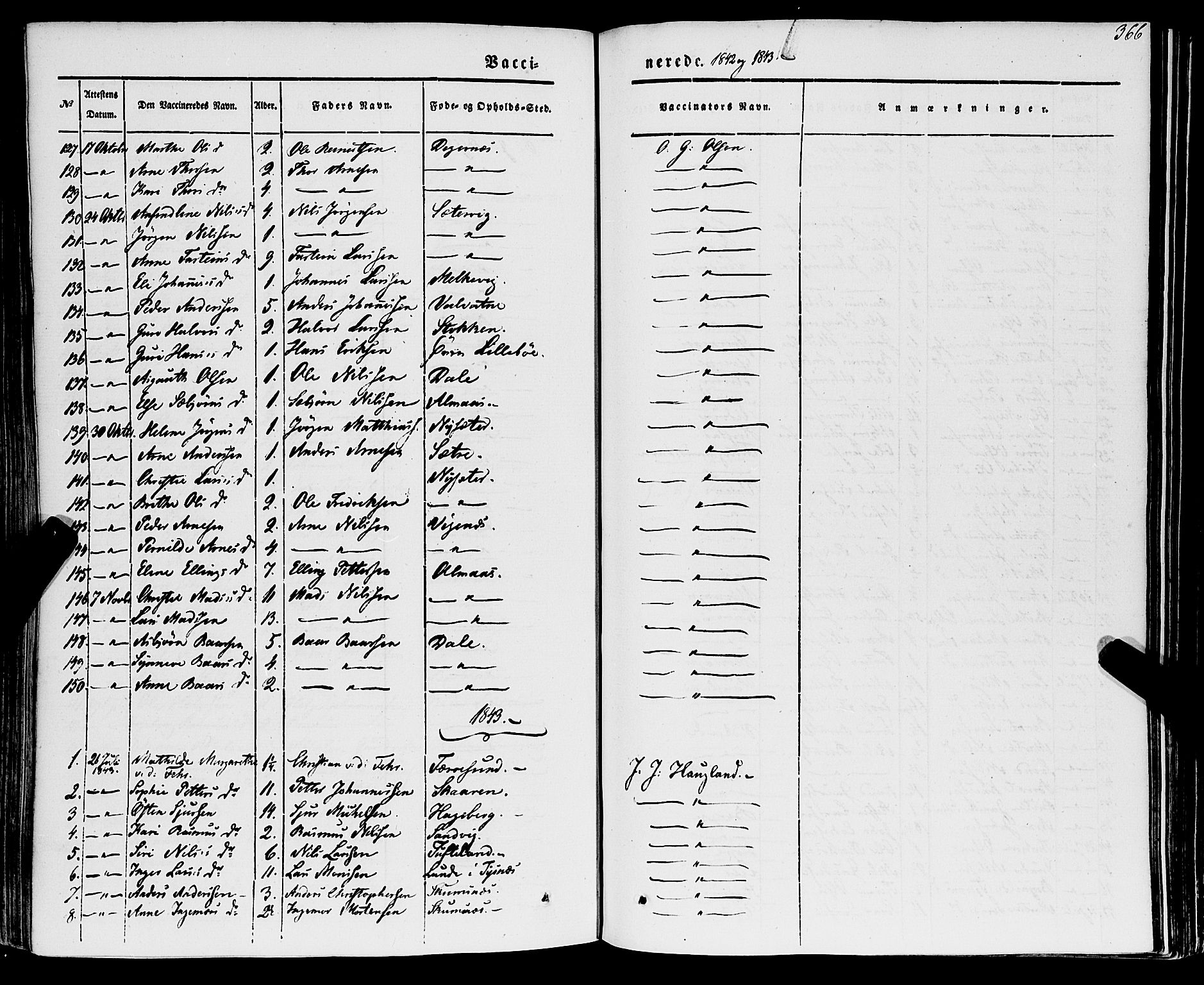 Stord sokneprestembete, AV/SAB-A-78201/H/Haa: Parish register (official) no. A 7, 1841-1861, p. 366